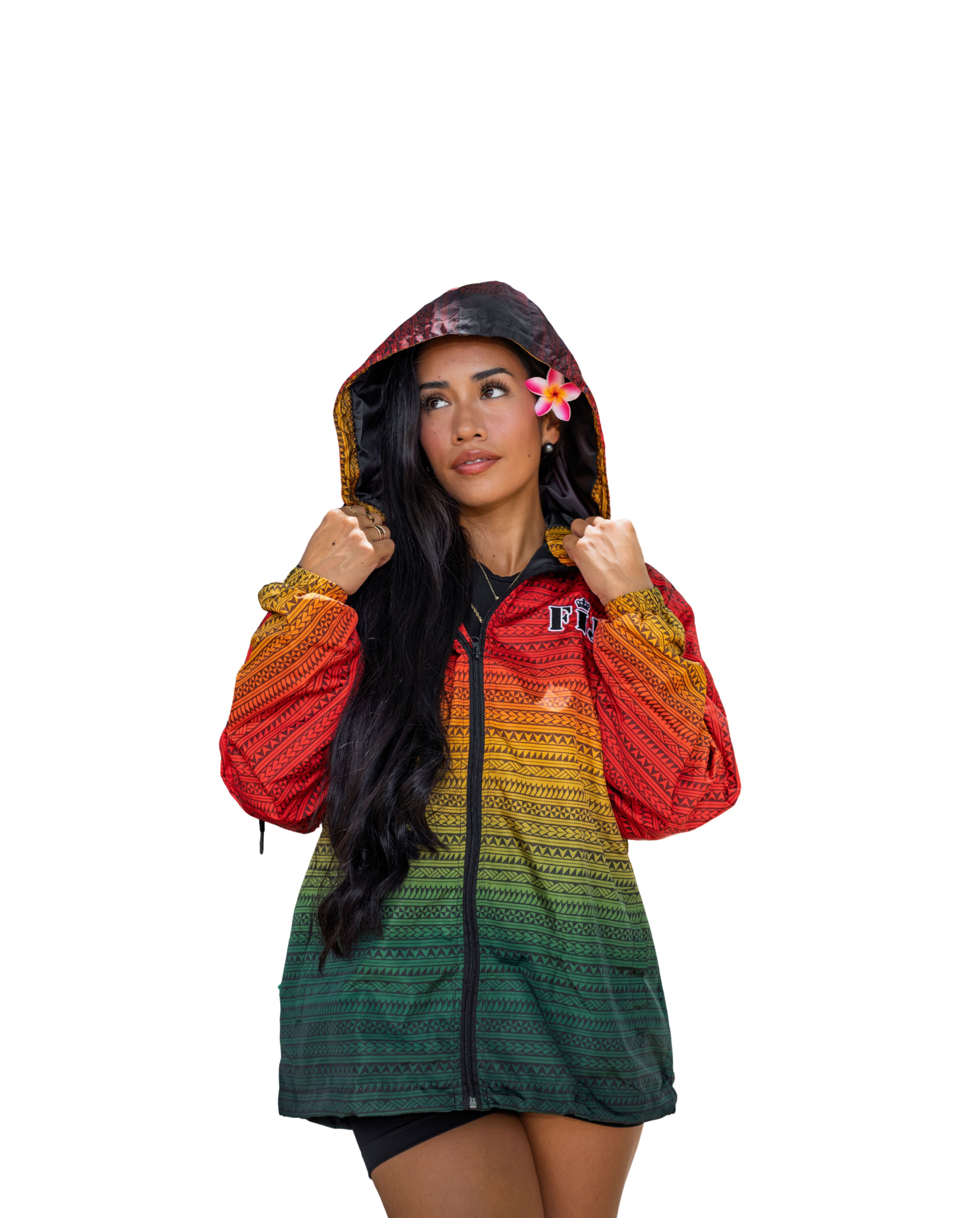 FIJI RASTA WINDBREAKER Jersey Hawaii's Finest SMALL 