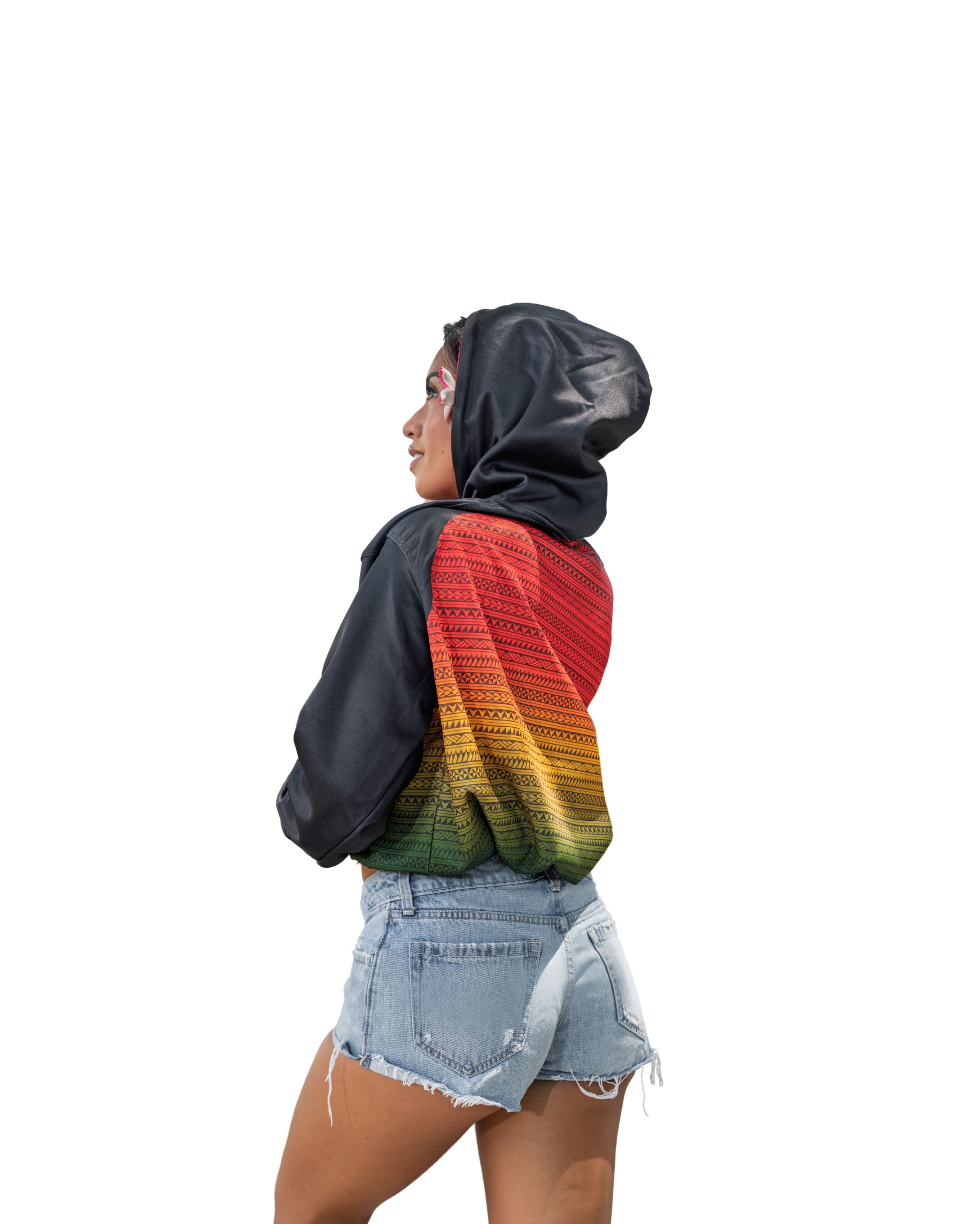 FIJI RASTA WOMEN'S CROP HOODIE Jacket Hawaii's Finest 