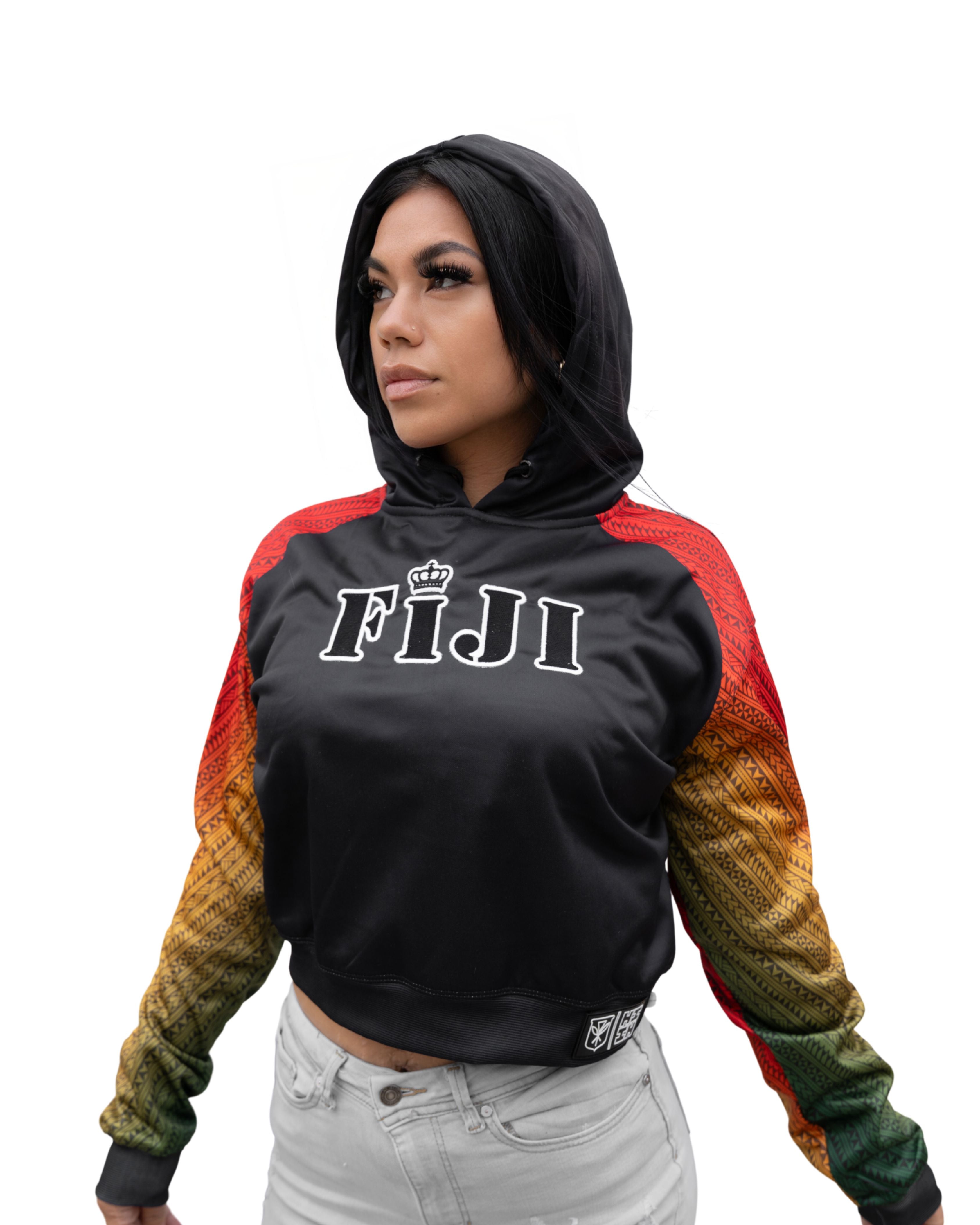 FIJI RASTA WOMEN'S CROP HOODIE Jacket Hawaii's Finest 