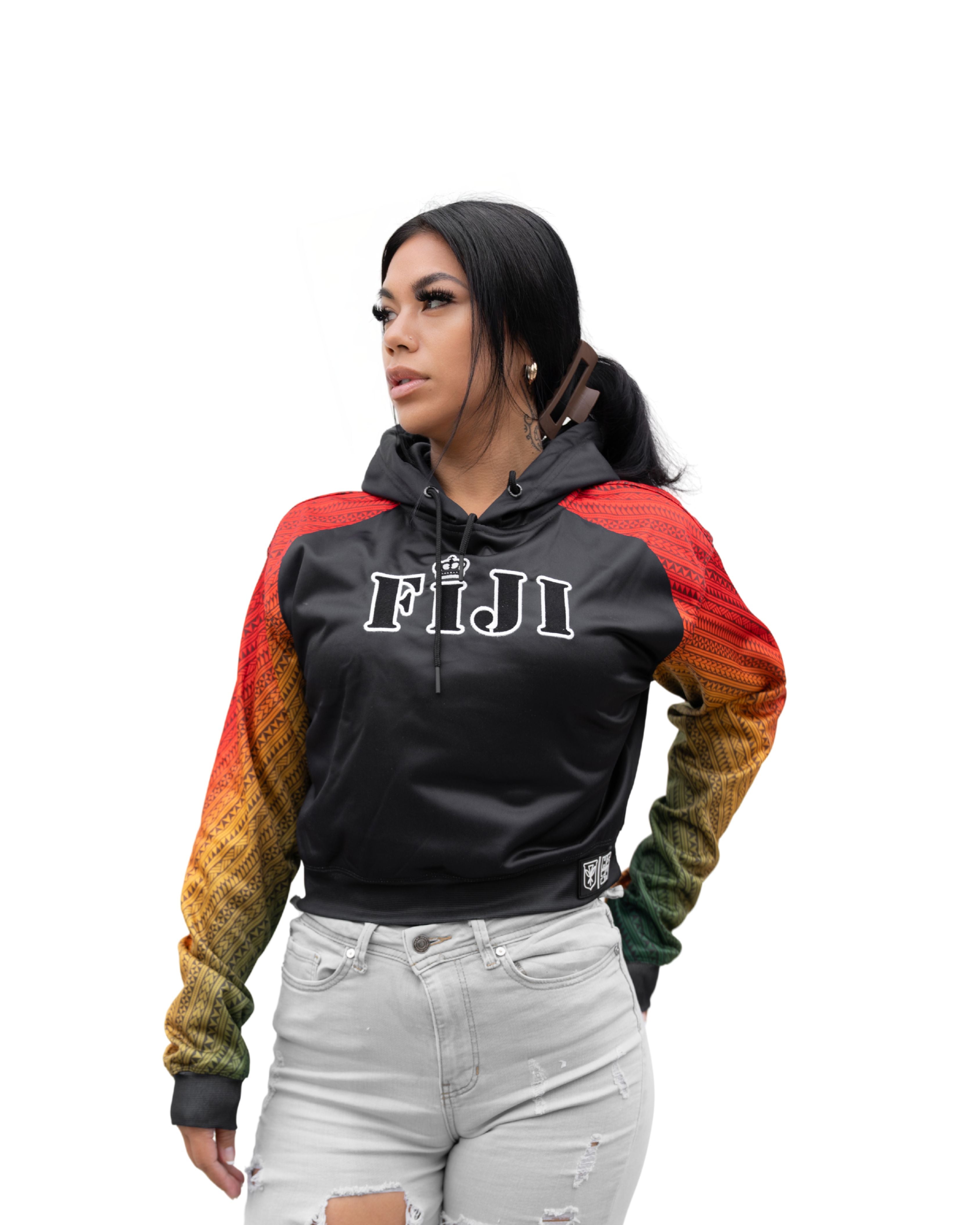 FIJI RASTA WOMEN'S CROP HOODIE Jacket Hawaii's Finest 