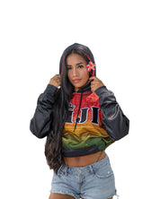 FIJI RASTA WOMEN'S CROP HOODIE Jacket Hawaii's Finest X-SMALL 