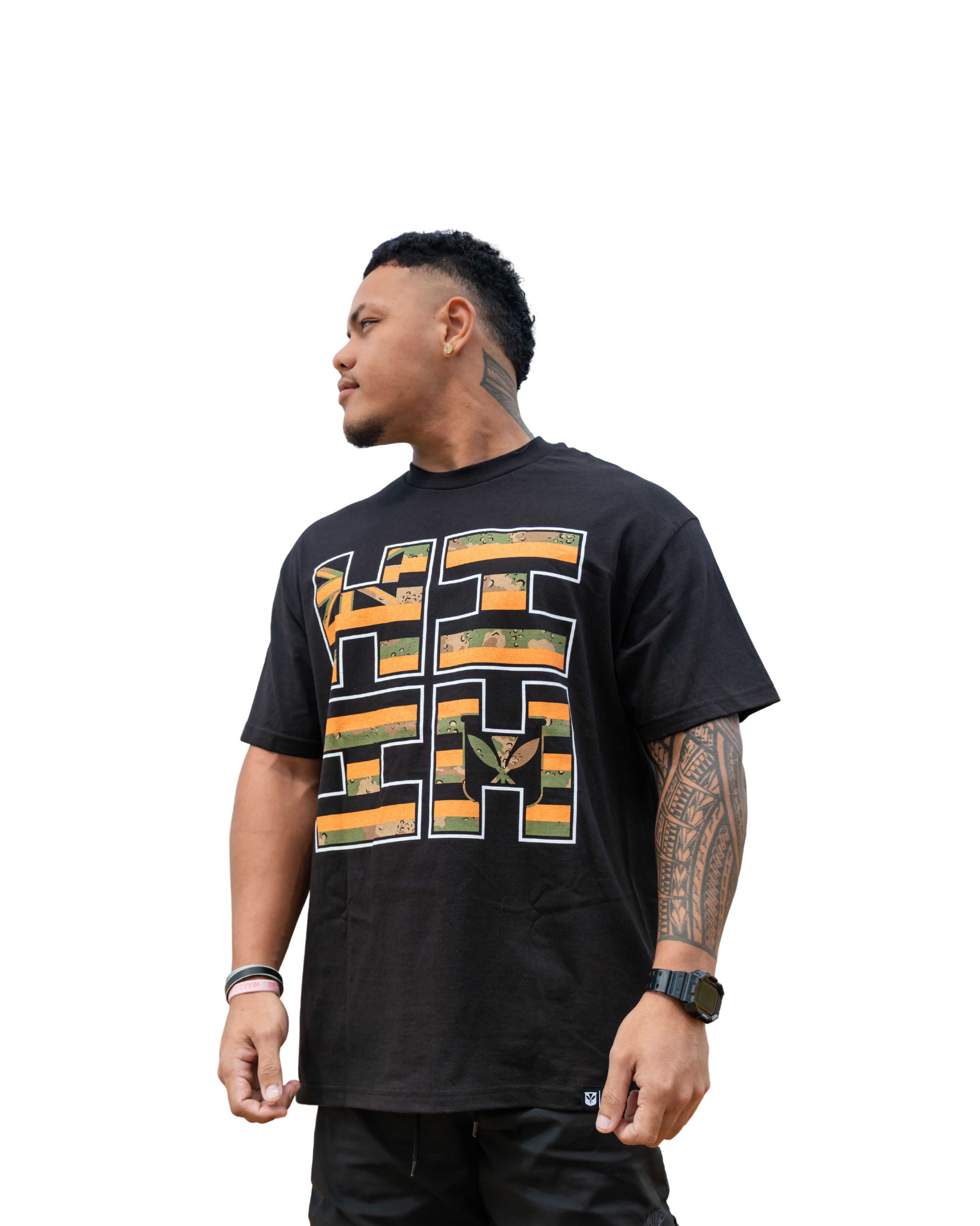 FLAG CAMO LOGO ORANGE T-SHIRT Shirts Hawaii's Finest MEDIUM 