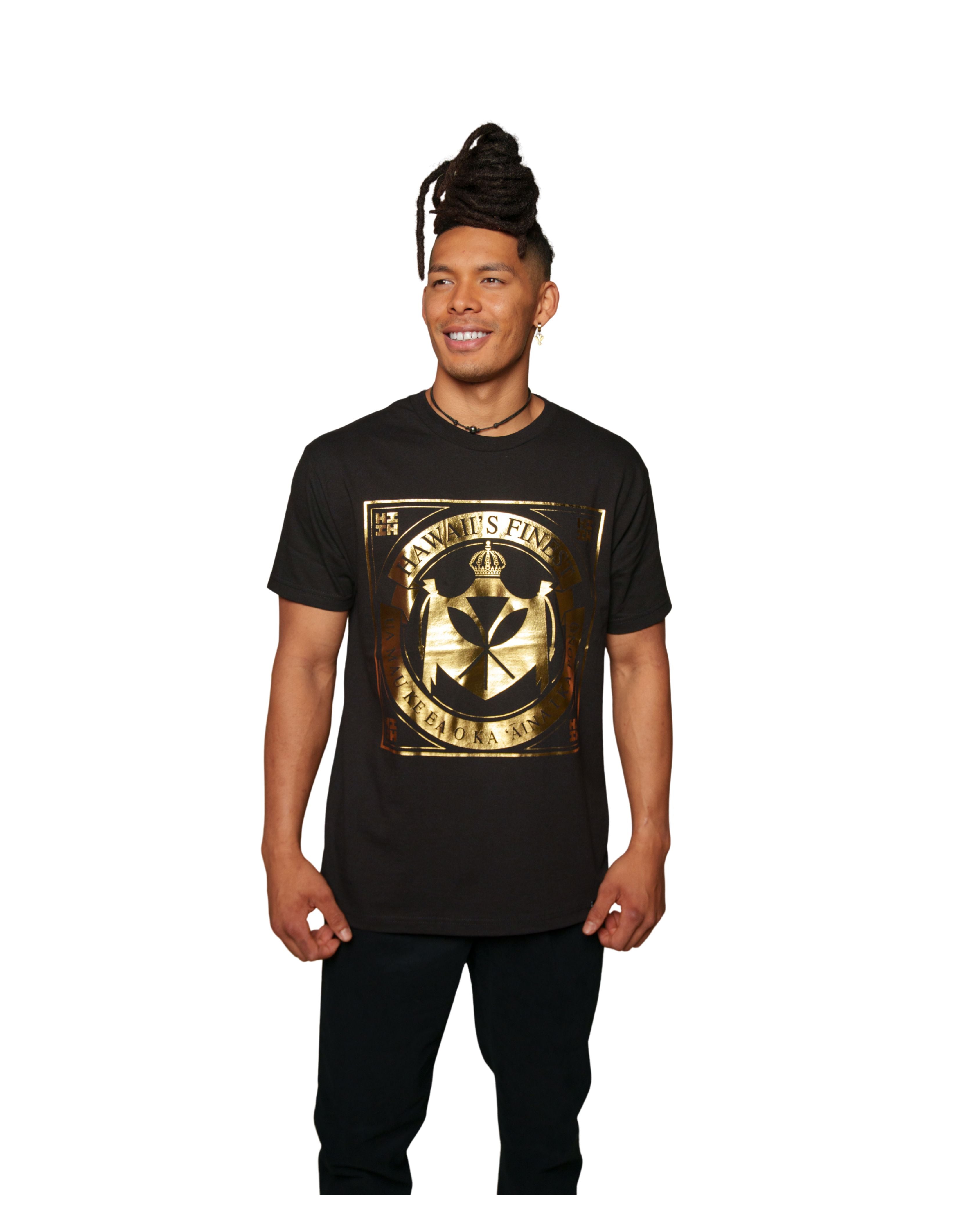 FOIL CREST GOLD T-SHIRT Shirts Hawaii's Finest MEDIUM 