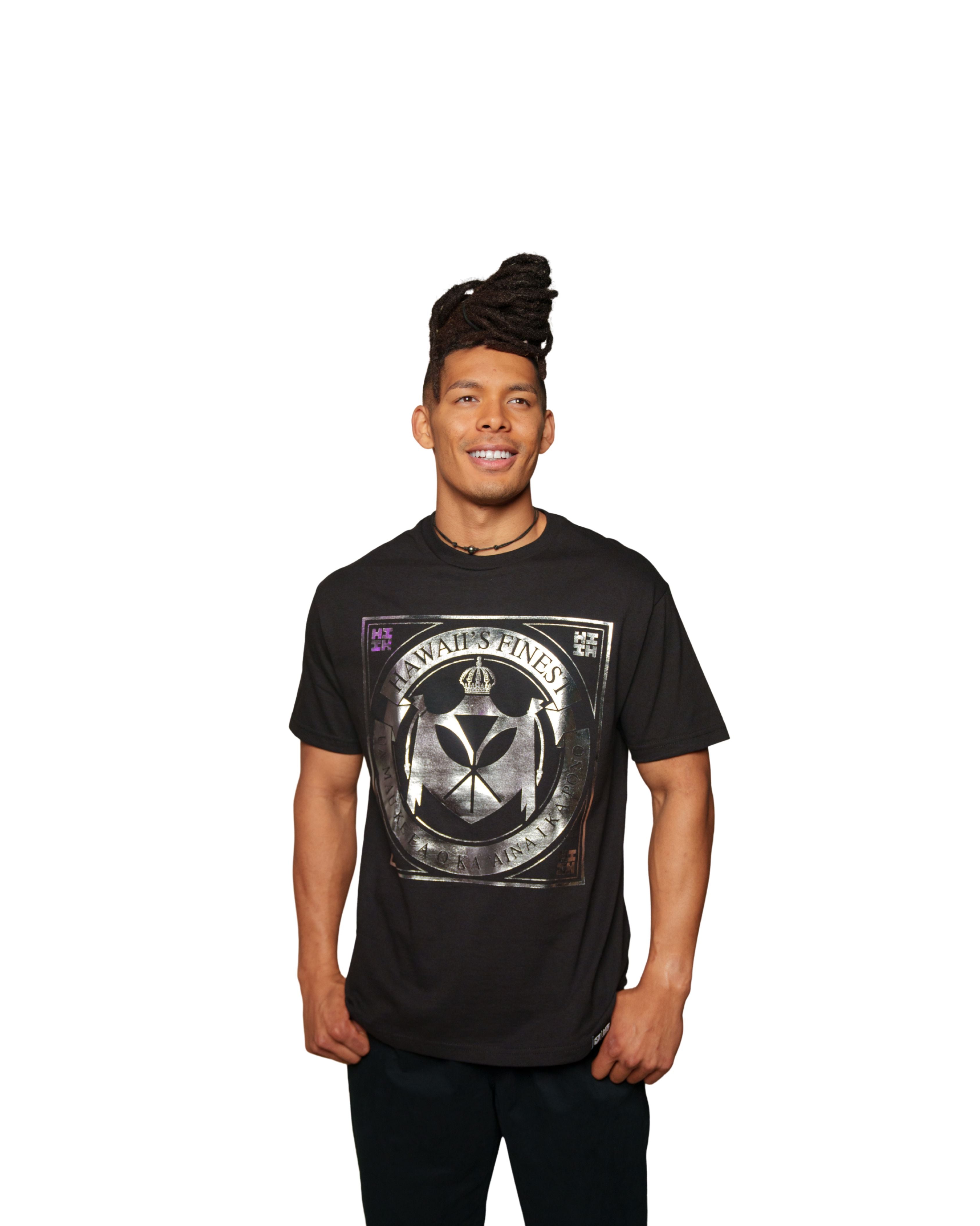 FOIL CREST SILVER T-SHIRT Shirts Hawaii's Finest MEDIUM 