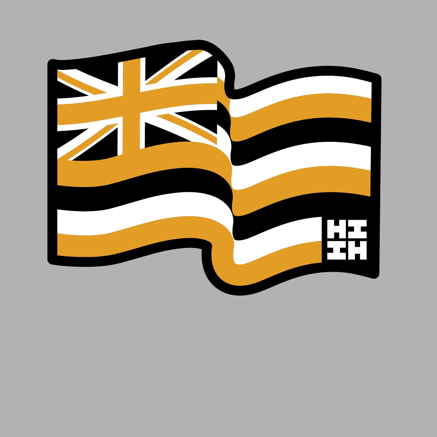 FULL COLOR STICKER - MUSTARD WAVY FLAG (HOLOGRAPHIC) Utility Hawaii's Finest 