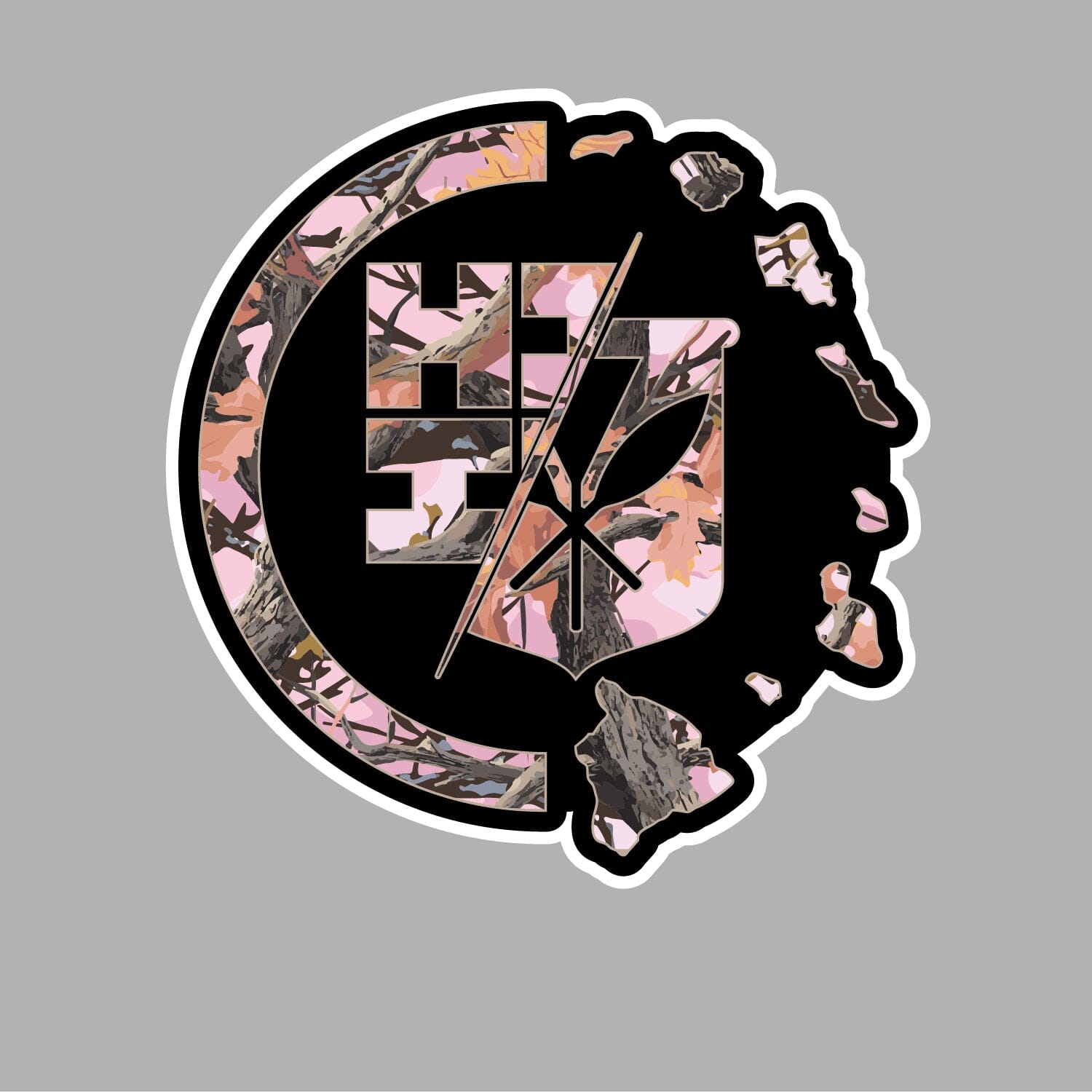 FULL COLOR STICKER - PINK TREE CAMO SPLIT CIRCLE Utility Hawaii's Finest 