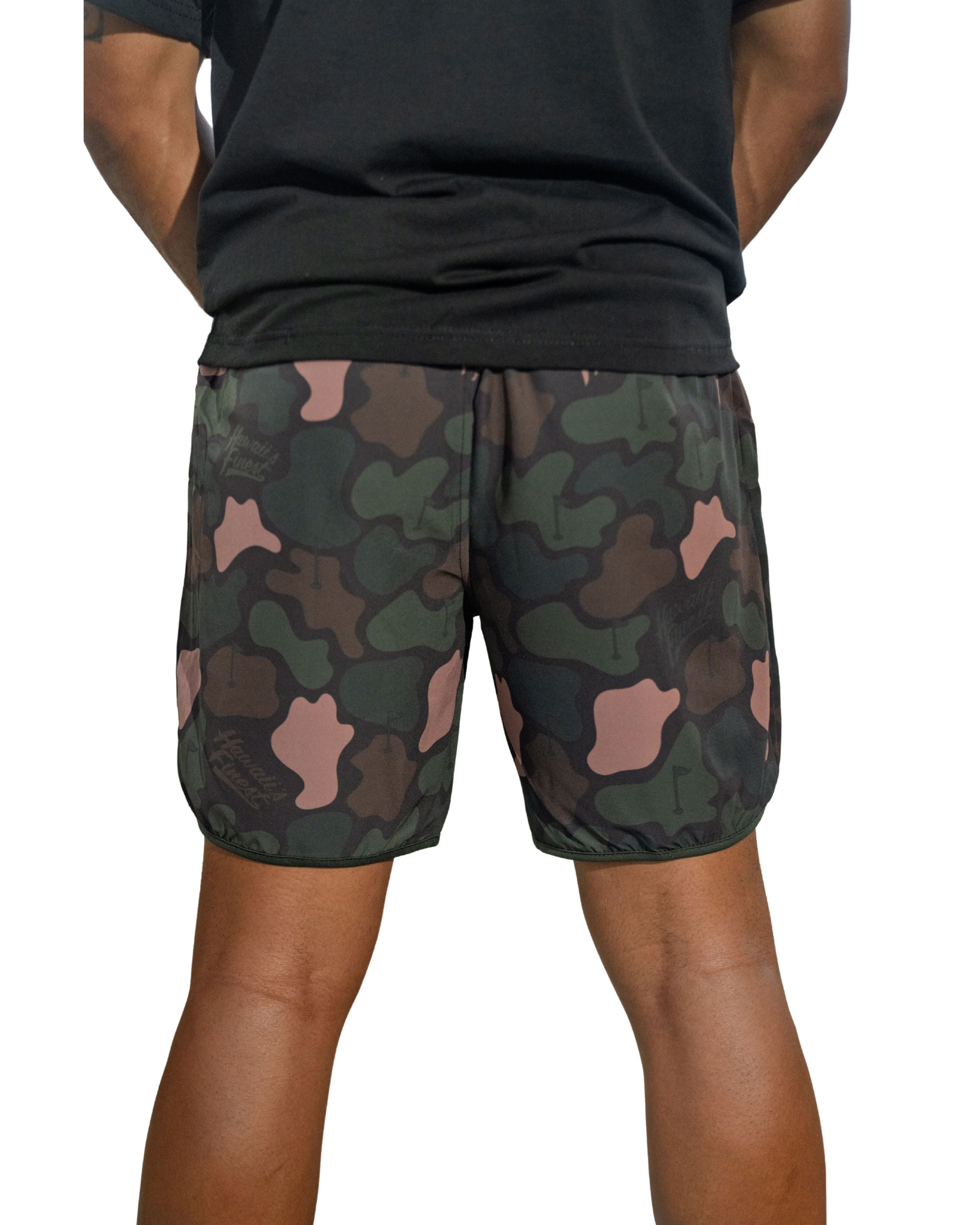 GOLF CAMO DEEP GREEN PERFORMANCE SHORTS Shorts Hawaii's Finest 