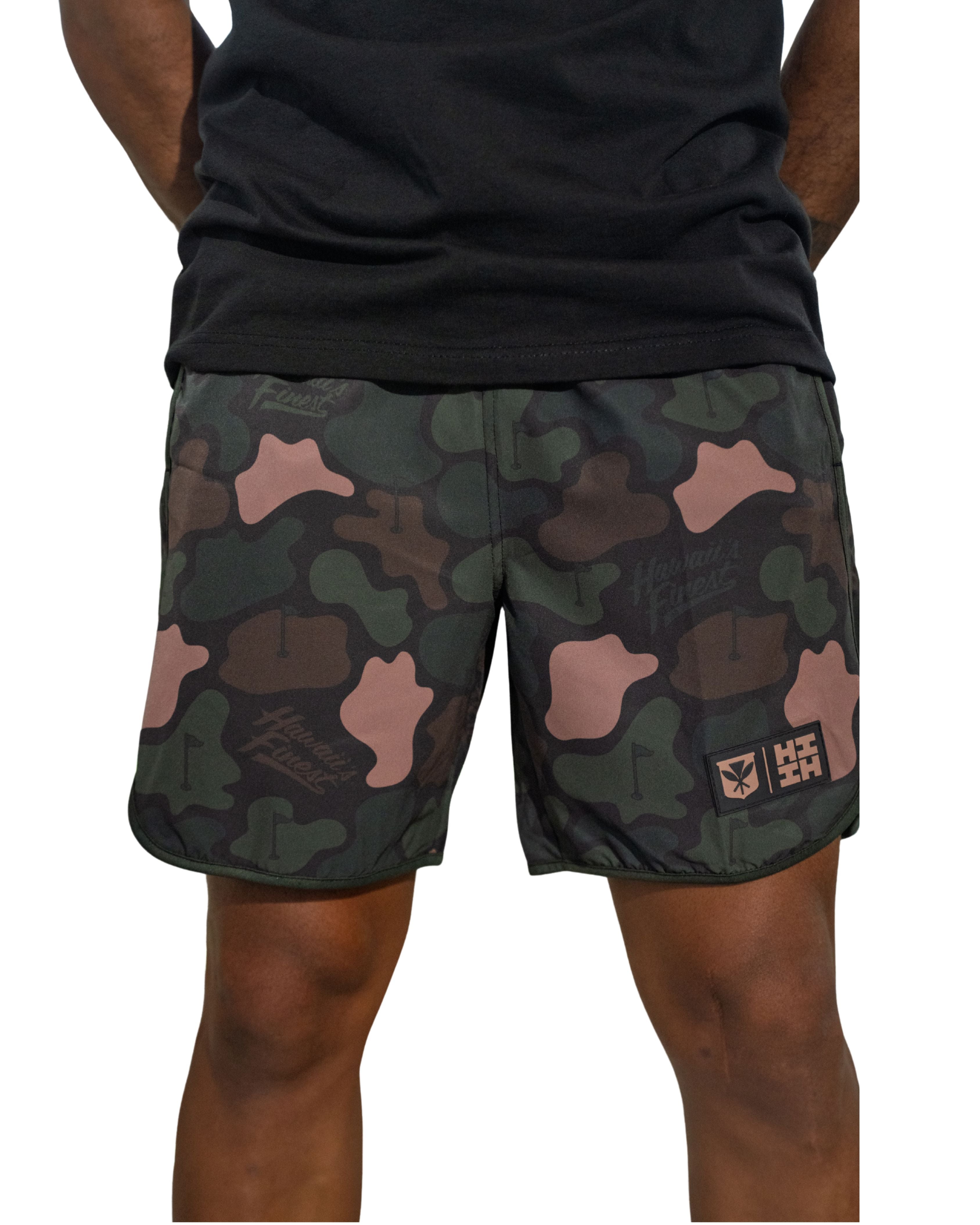 GOLF CAMO DEEP GREEN PERFORMANCE SHORTS Shorts Hawaii's Finest SMALL 