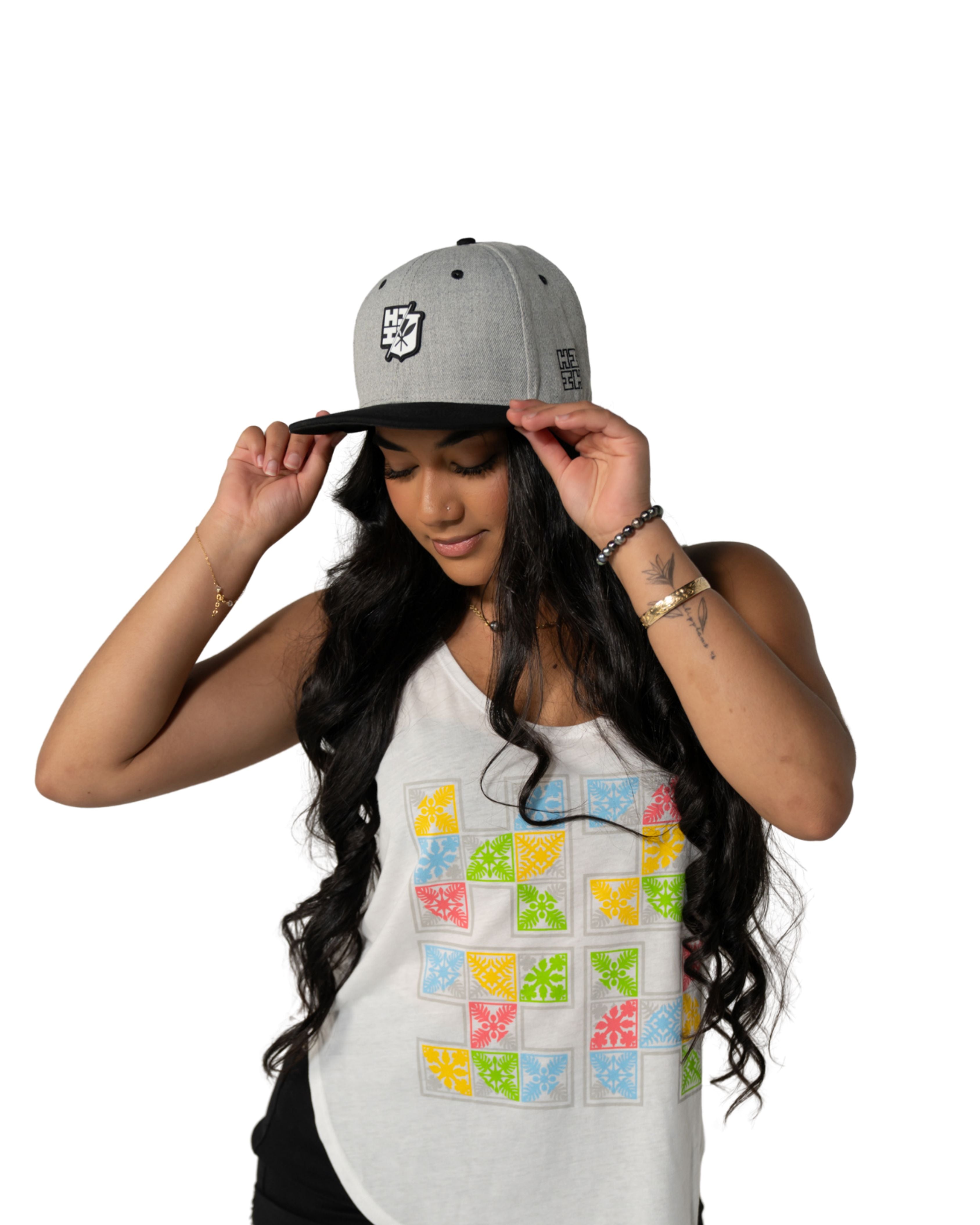 GRAY & BLACK SPLIT LOGO HAT Hat Hawaii's Finest 