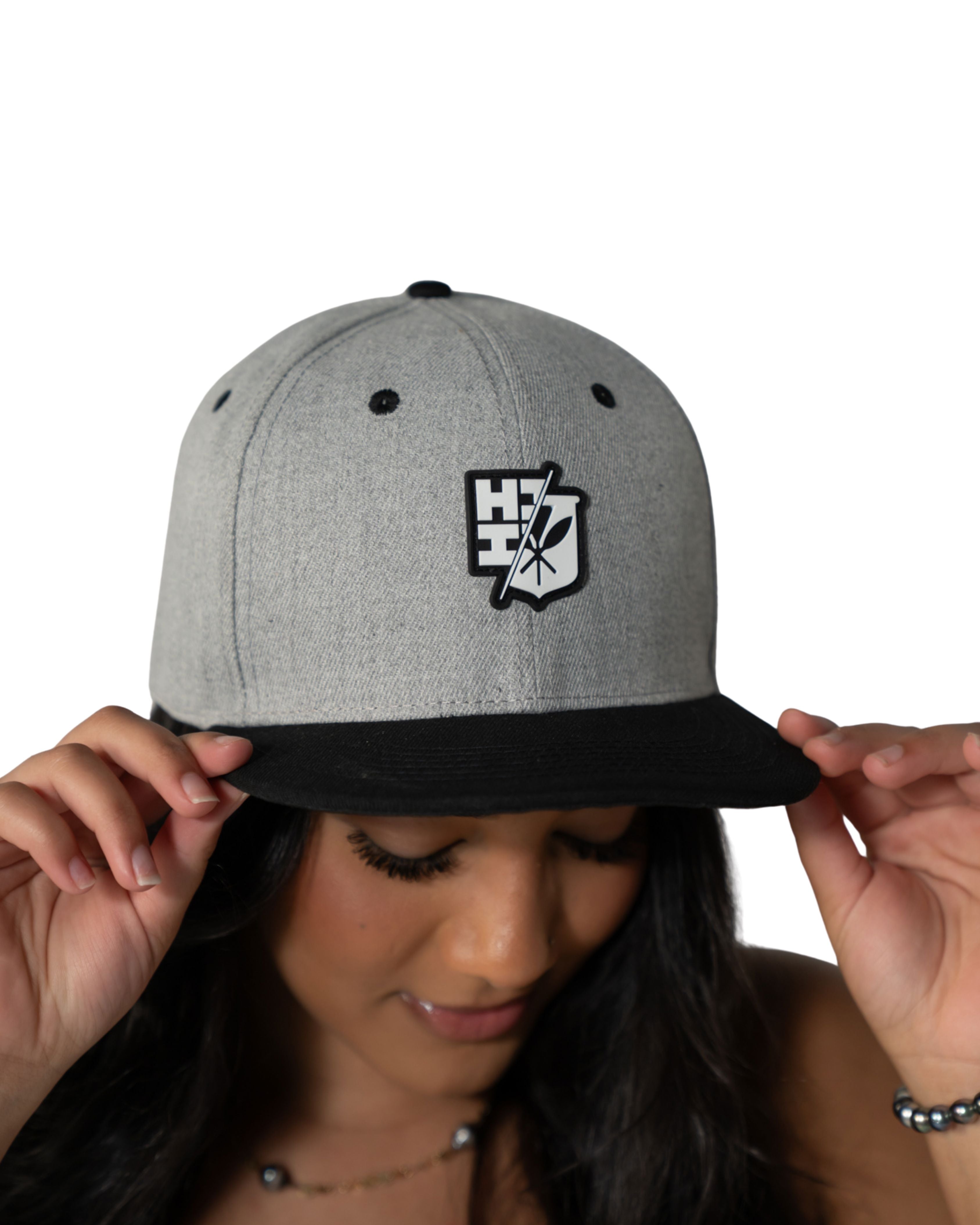 GRAY & BLACK SPLIT LOGO HAT Hat Hawaii's Finest 