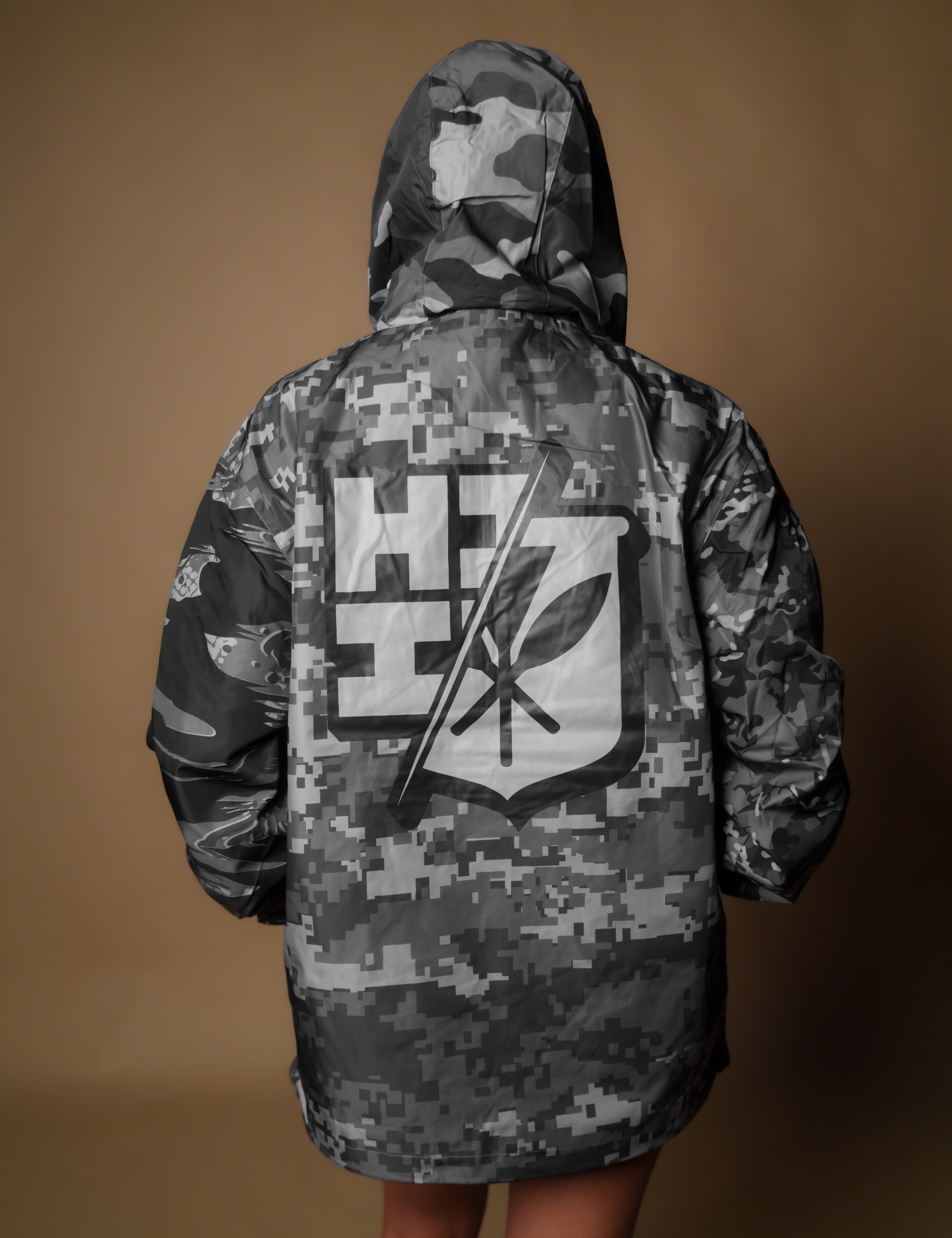 GRAY CAMO COLLAGE RAIN JACKET Jacket Hawaii's Finest 