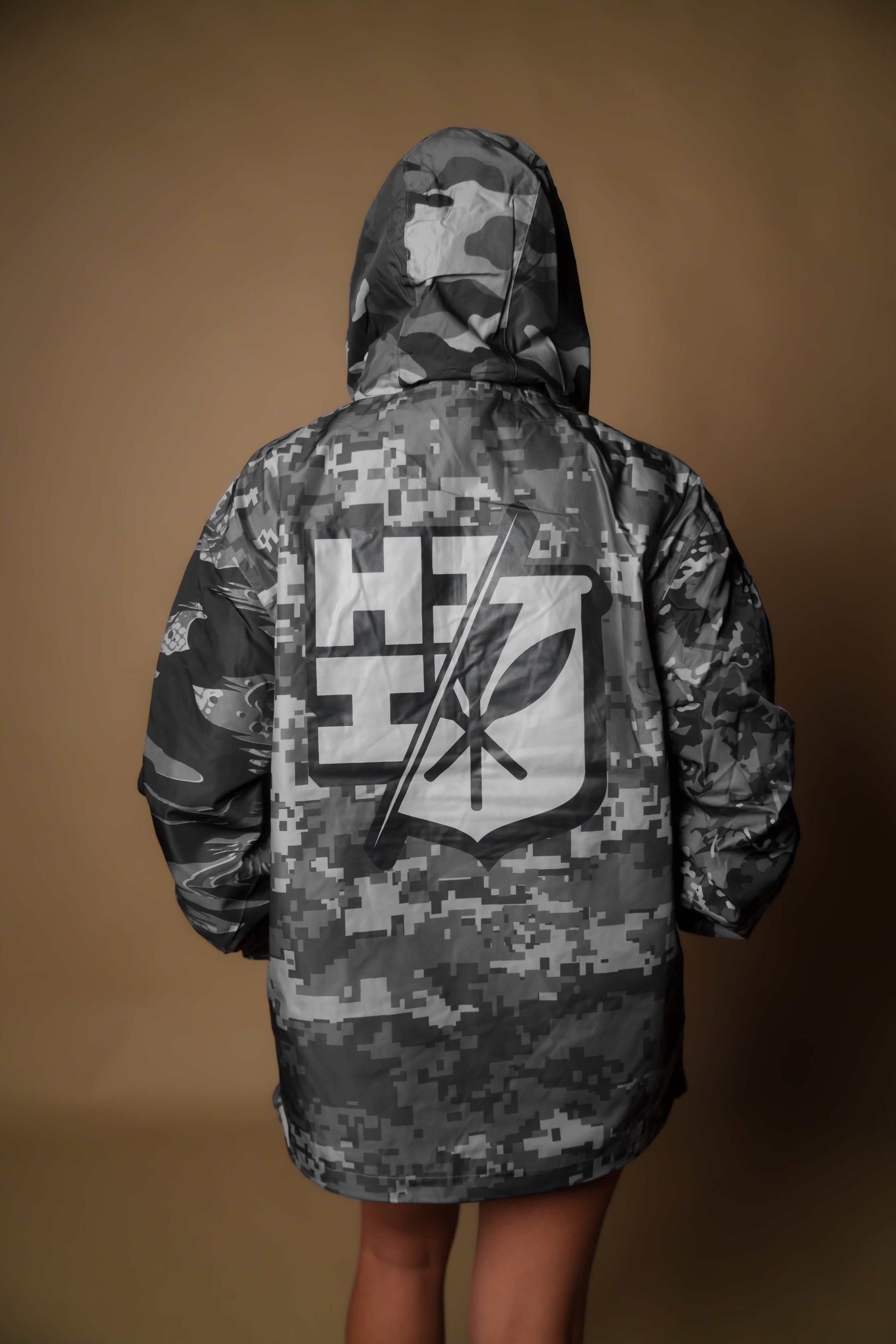 GRAY CAMO COLLAGE RAIN JACKET Jacket Hawaii's Finest 