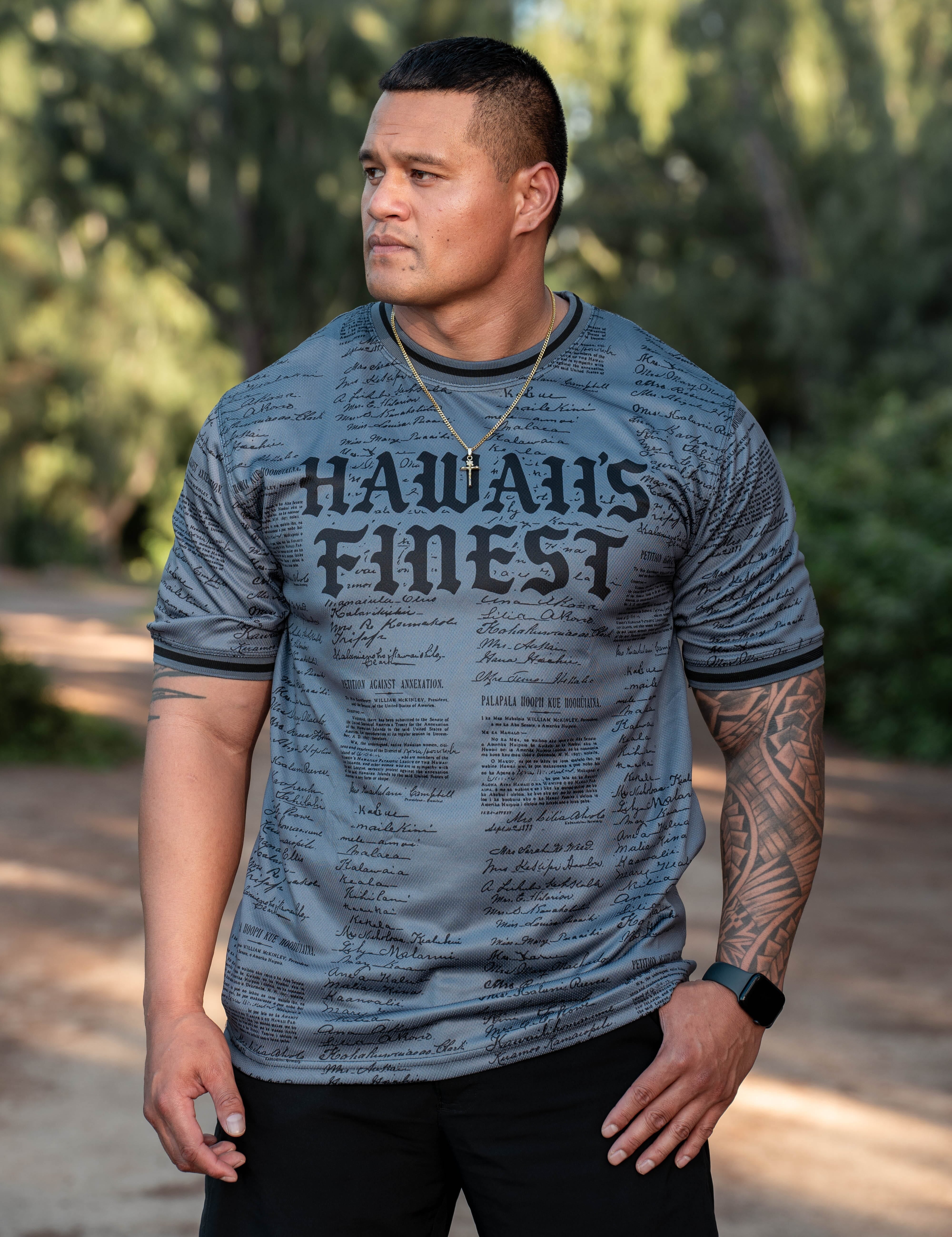 GRAY PETITION SOFTBALL JERSEY Jersey Hawaii's Finest SMALL 