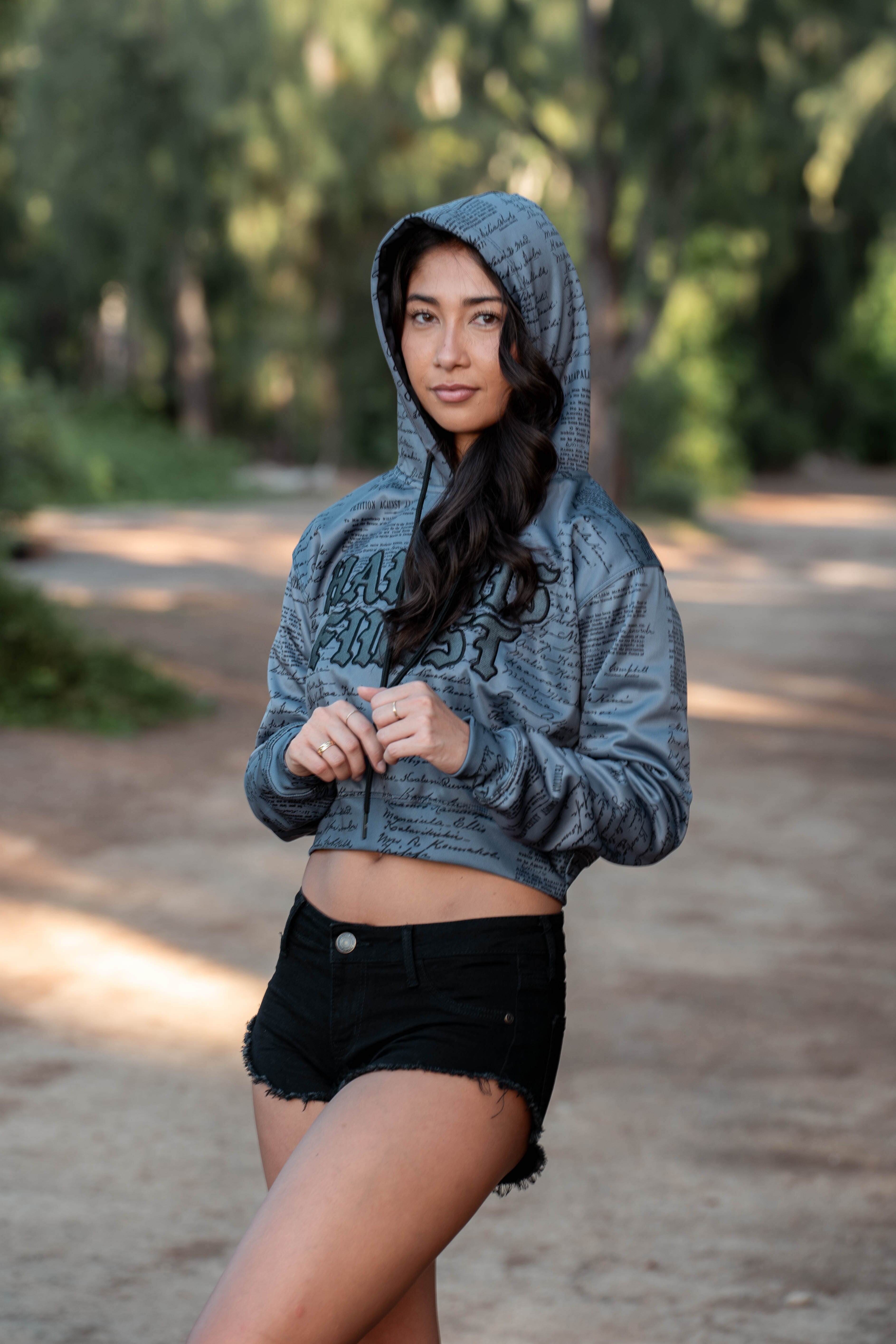 GRAY PETITION WOMEN'S CROP HOODIE Jacket Hawaii's Finest 