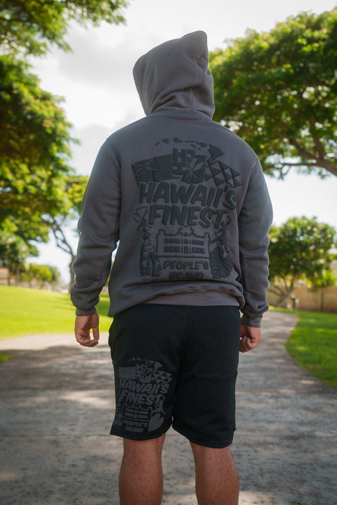 GRAY PUFF COLLAGE HOODIE Jacket Hawaii's Finest 