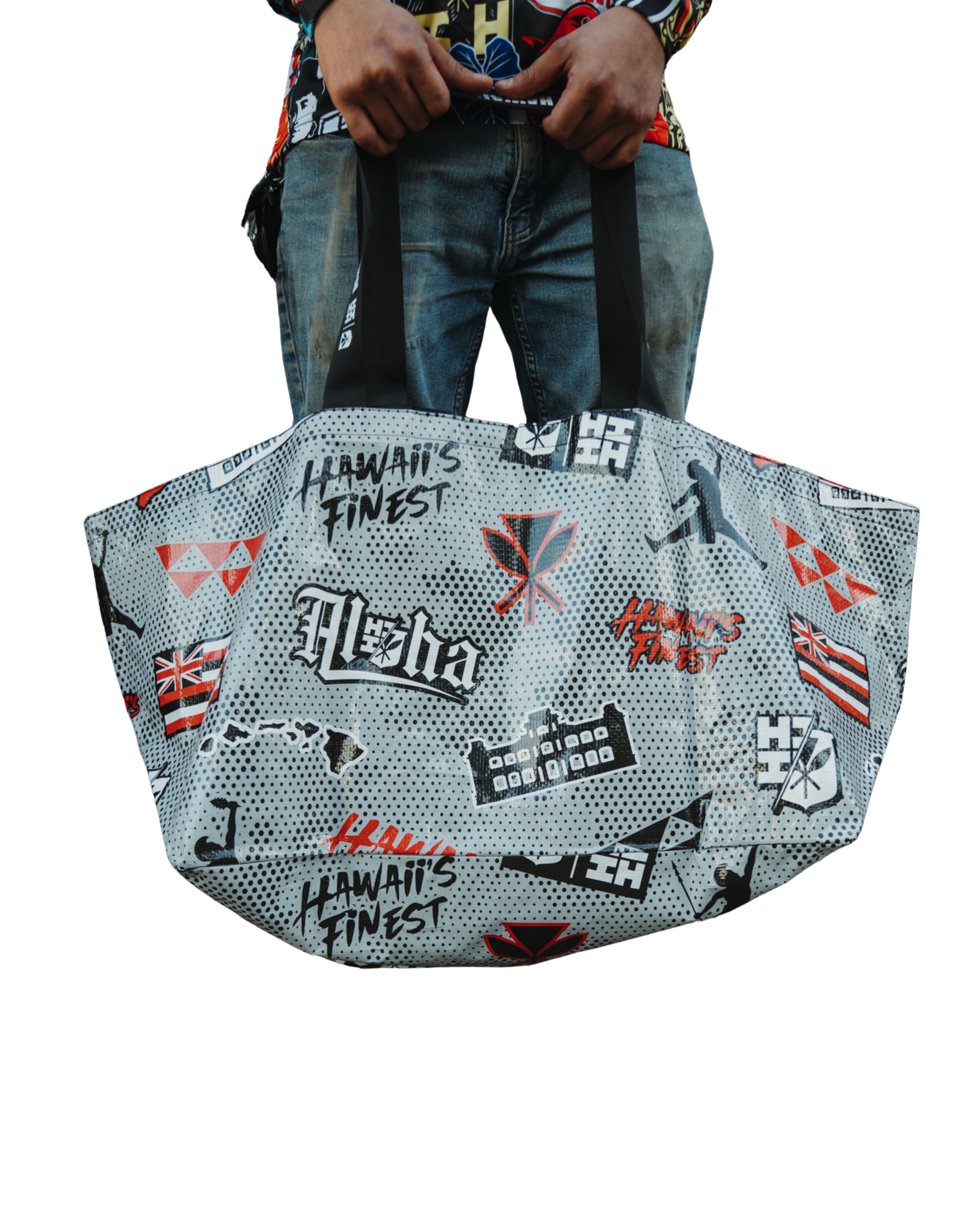 GRAY & RED KANAKA LOGOS MOMONA BAG Bags Hawaii's Finest 