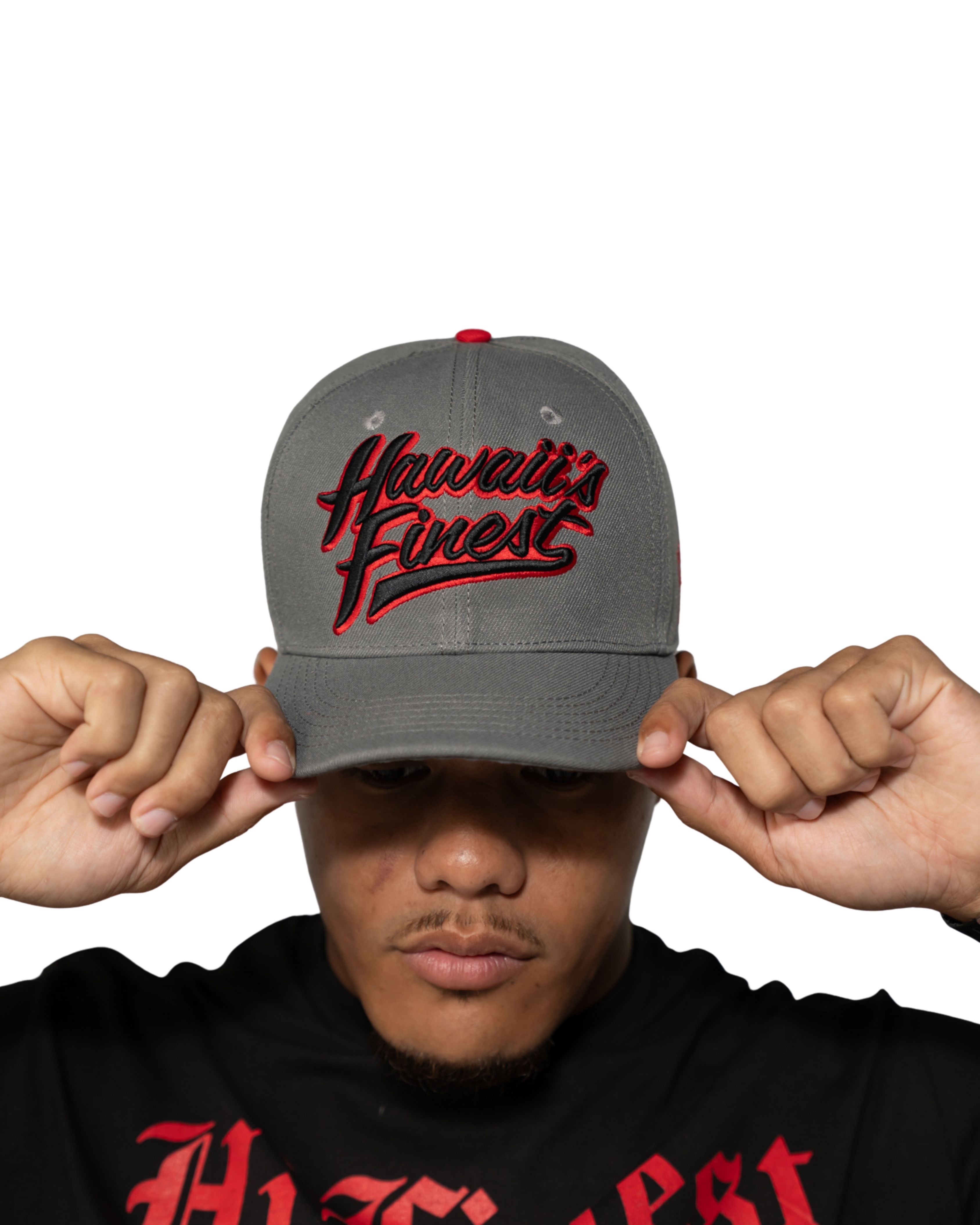 GRAY & RED SCRIPT HAT Hat Hawaii's Finest 