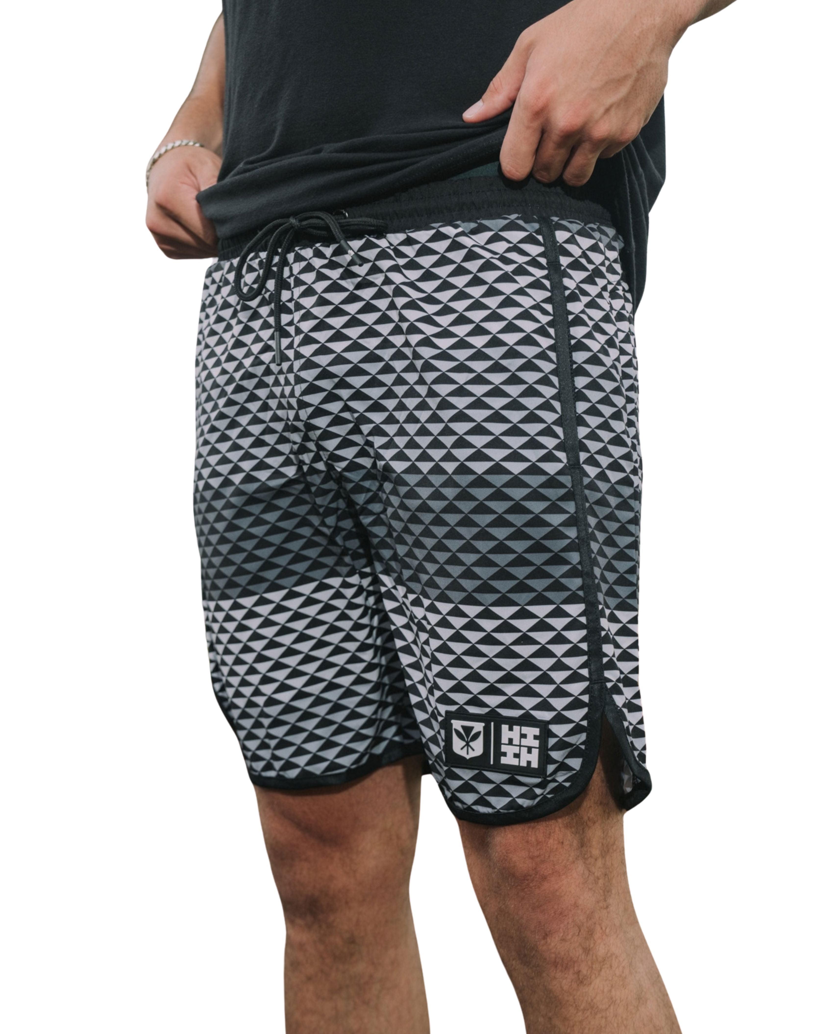 GRAY TRIANGLES PERFORMANCE SHORTS Shorts Hawaii's Finest X-SMALL 