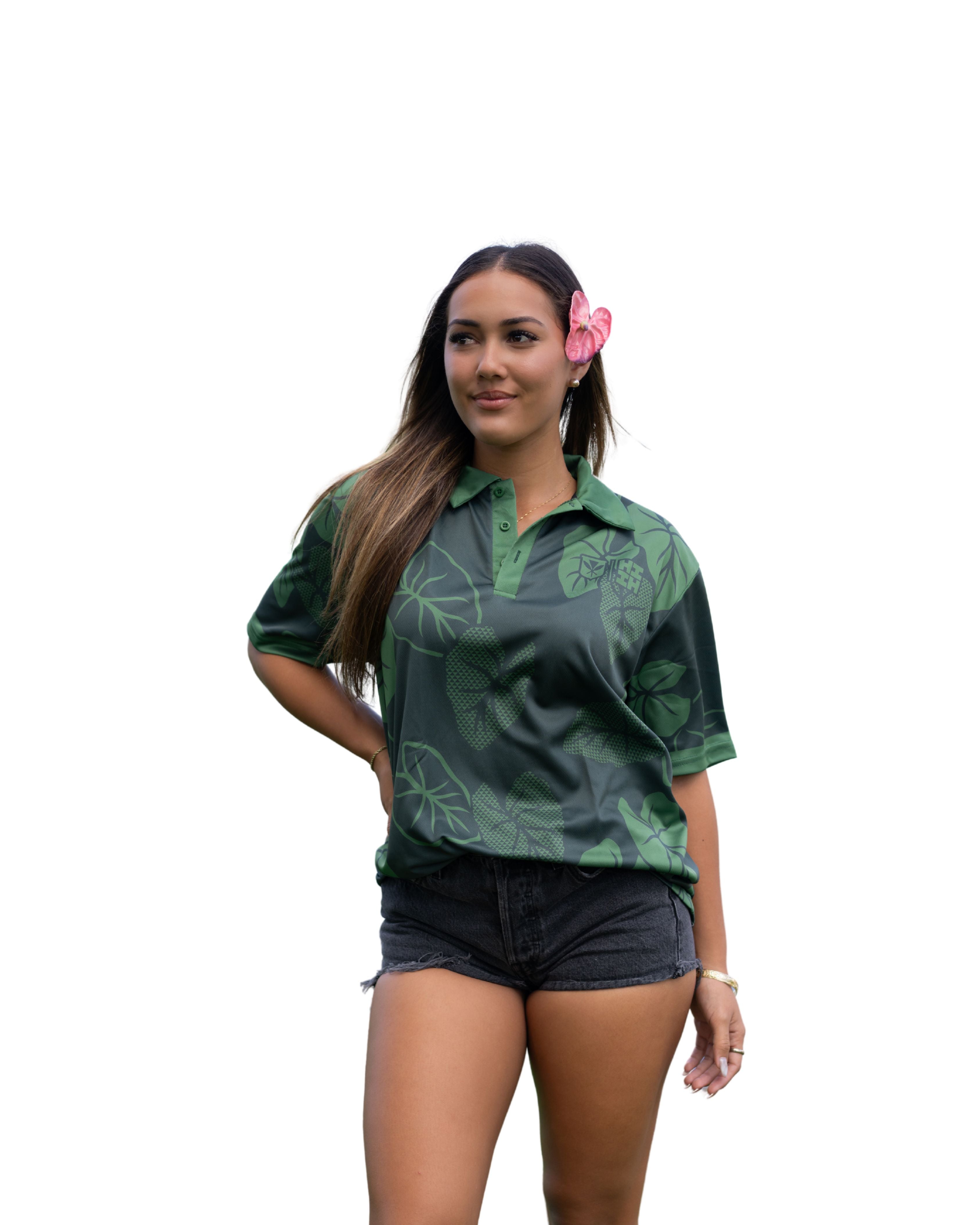 GREEN KALO GOLF SHIRT Shirts Hawaii's Finest SMALL 