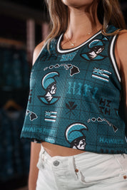 GREEN KOA WOMEN'S CROP BASKETBALL JERSEY Jersey Hawaii's Finest 