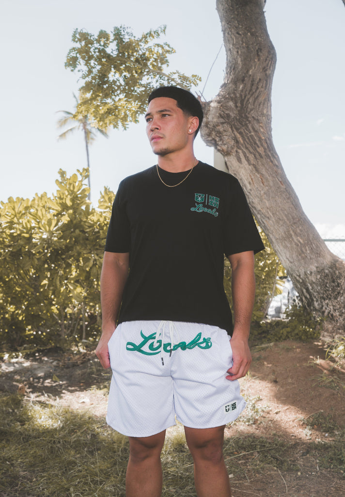 GREEN LOCALS MESH SHORTS COLLAB Shorts Hawaii's Finest SMALL 