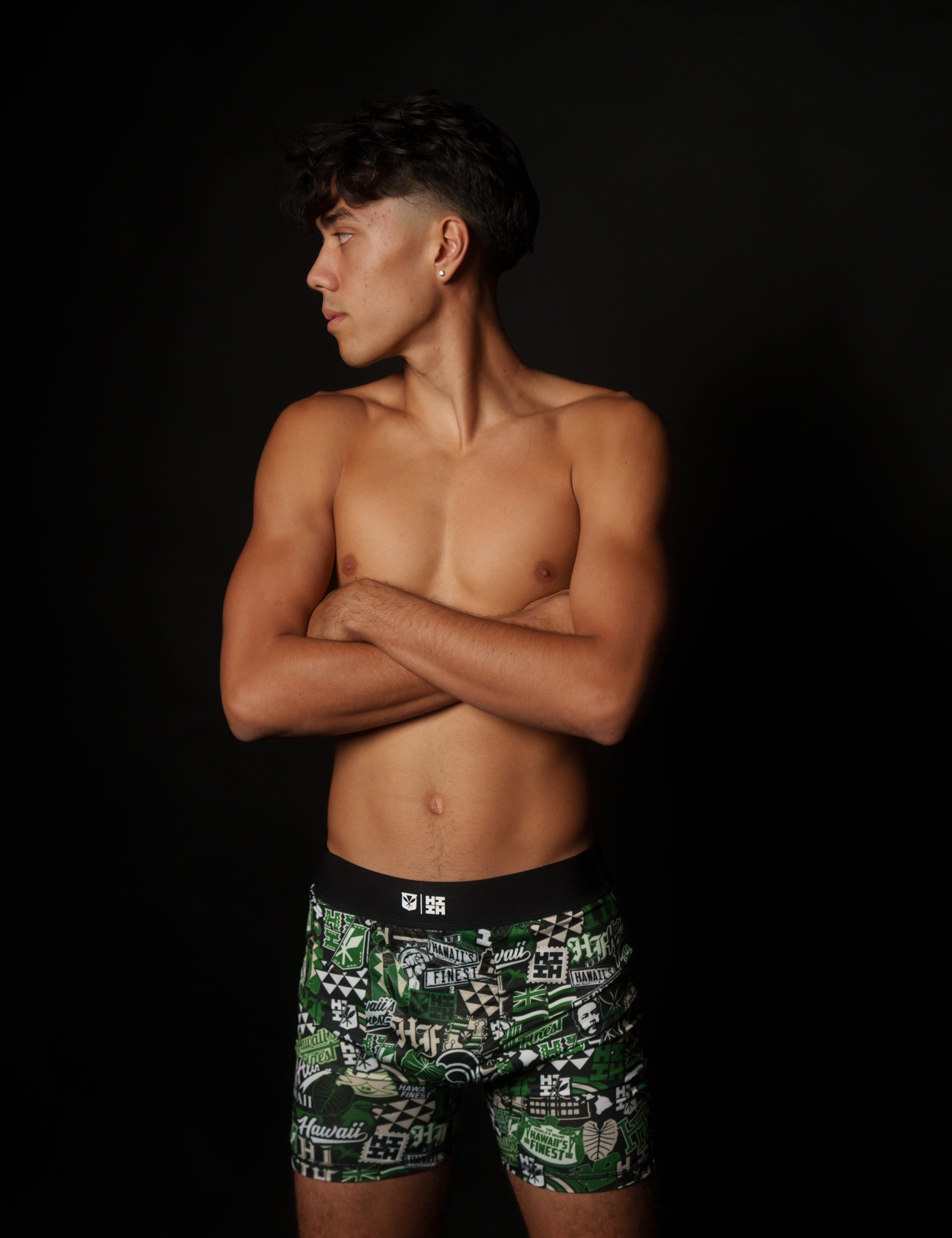 GREEN STICKERBOMB MEN'S BOXERS Shorts Hawaii's Finest X-SMALL 