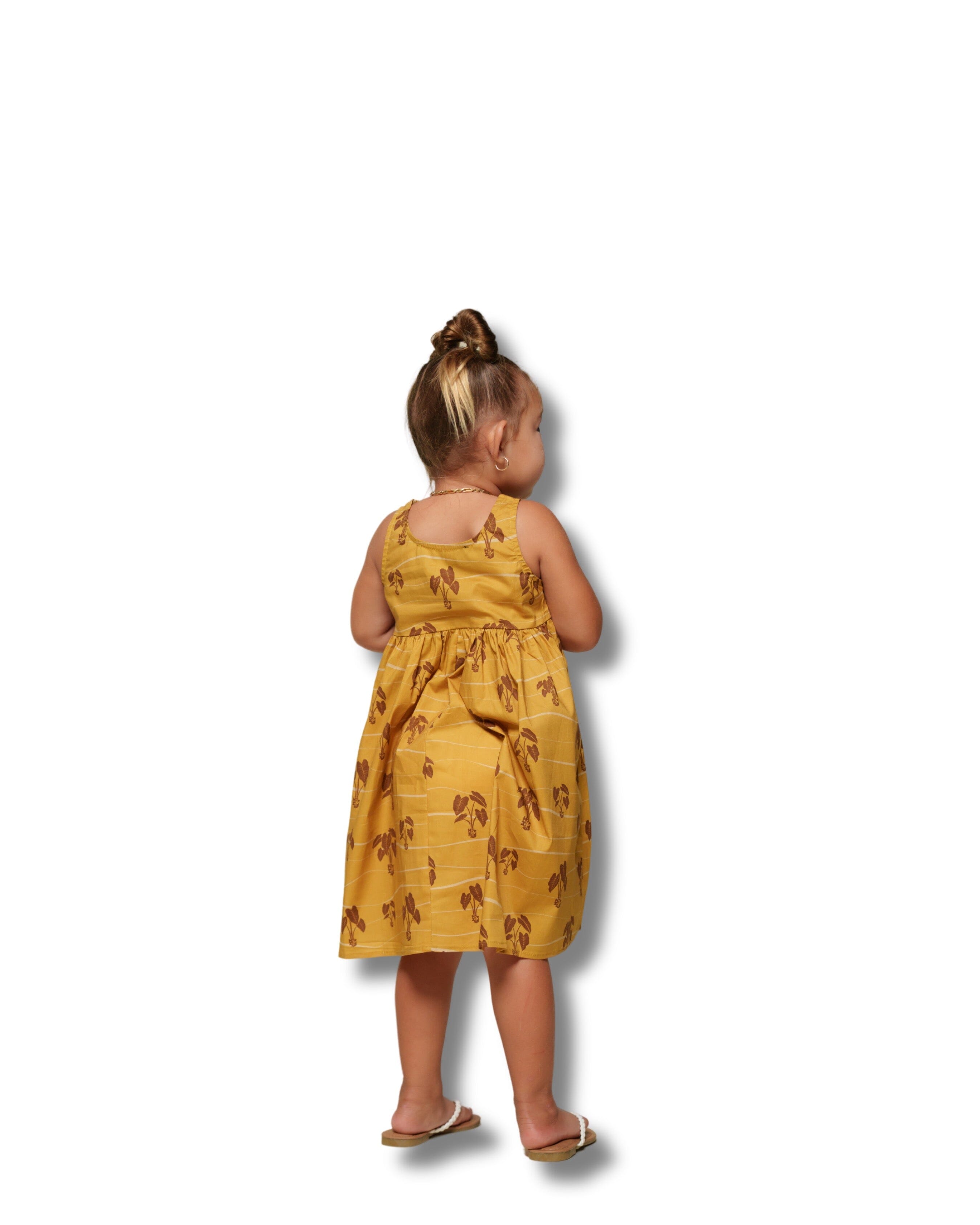 HĀLOA KEIKI MUSTARD DRESS Shirts Hawaii's Finest 