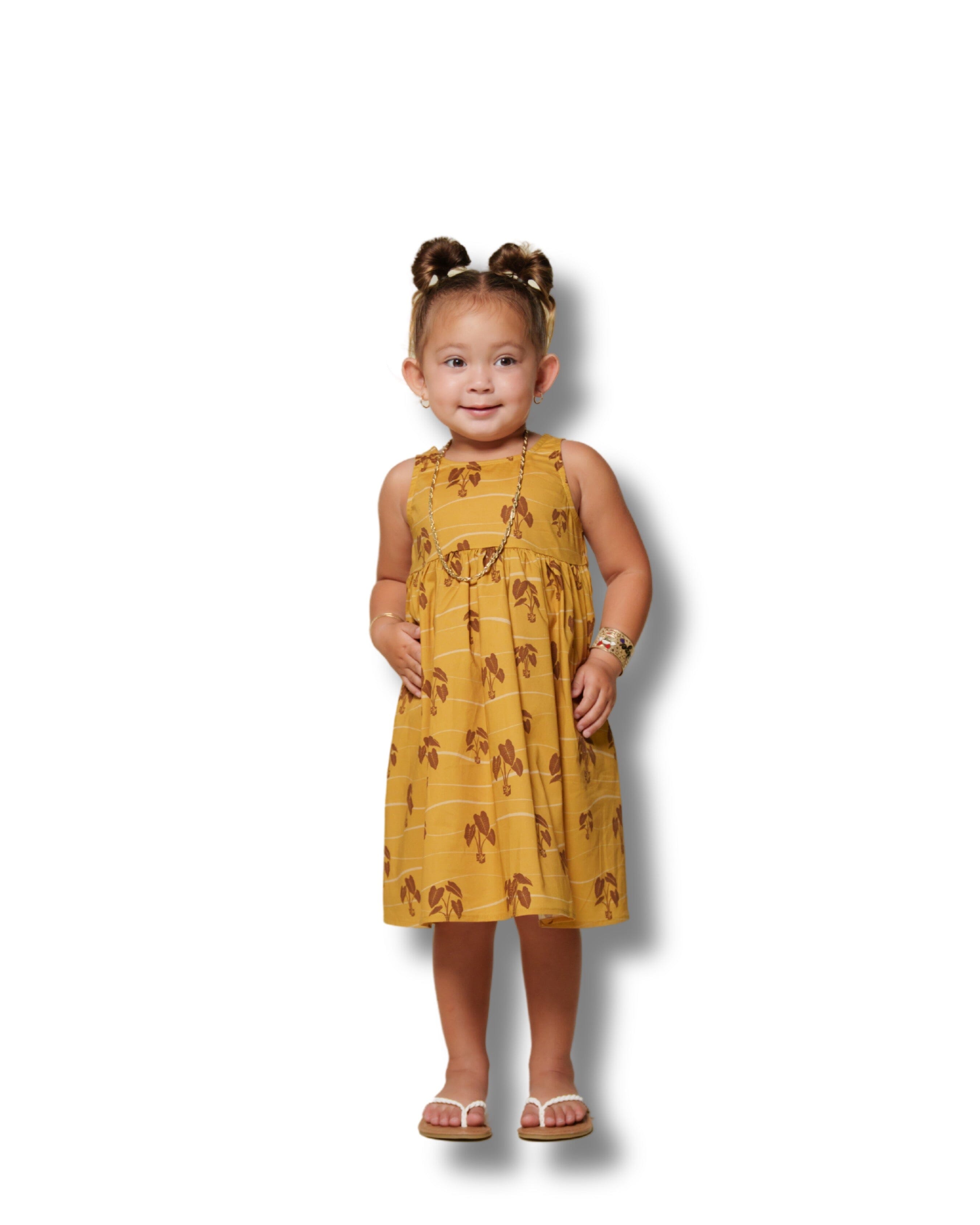 HĀLOA KEIKI MUSTARD DRESS Shirts Hawaii's Finest 6/12 MONTHS 
