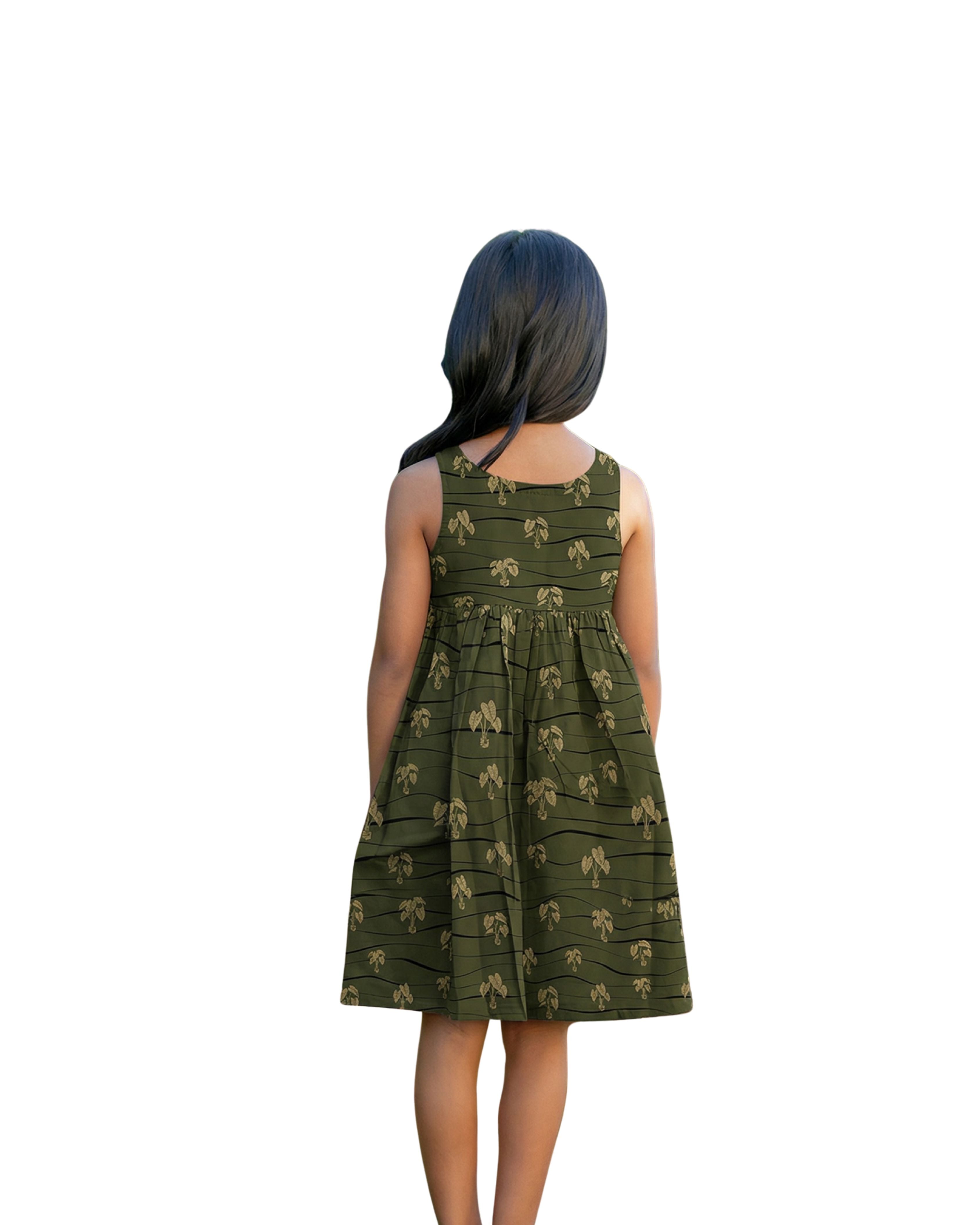 HĀLOA KEIKI OLIVE DRESS Shirts Hawaii's Finest 