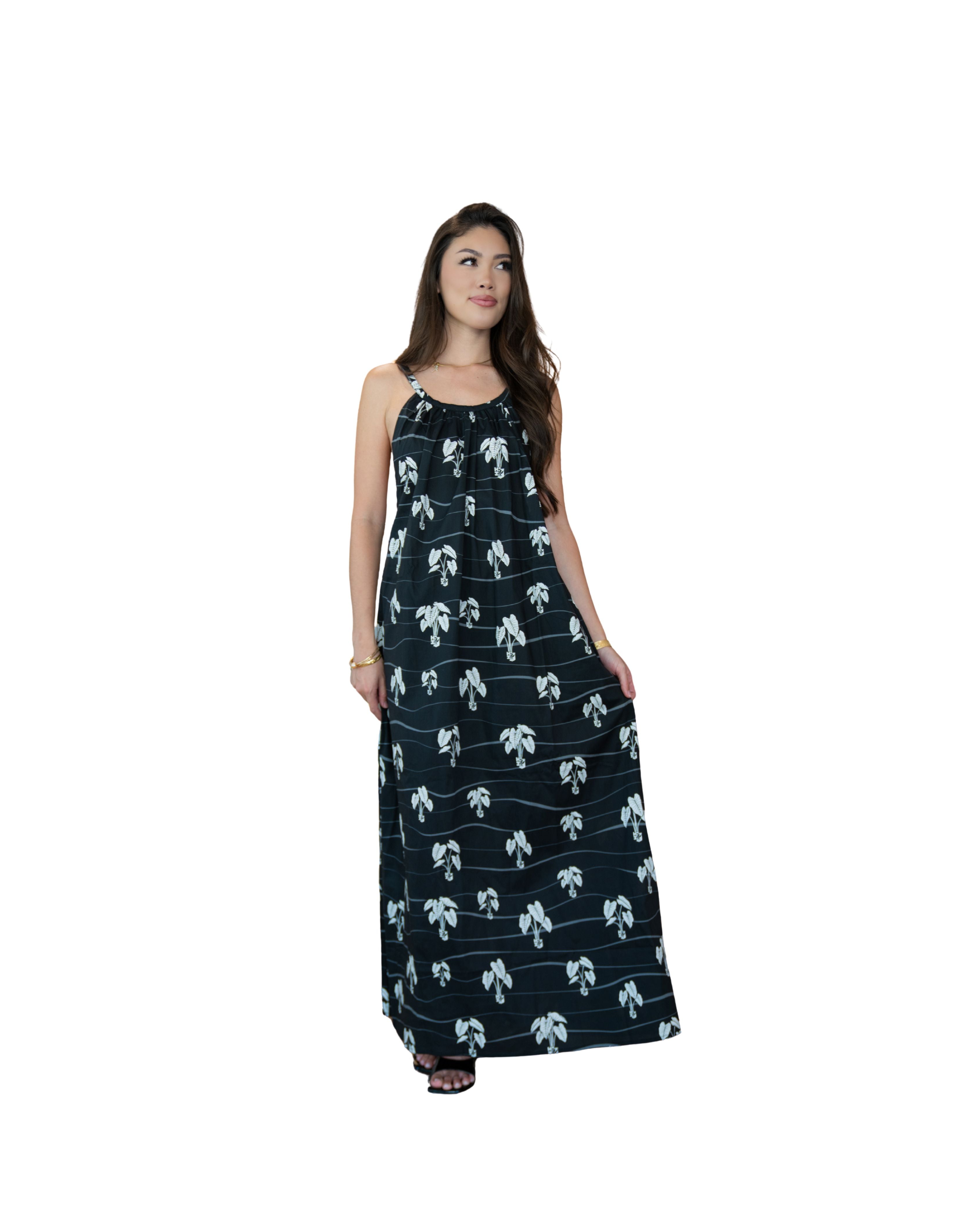 HĀLOA WOMEN'S BLACK & WHITE FLOWY DRESS Shirts Hawaii's Finest X-SMALL 