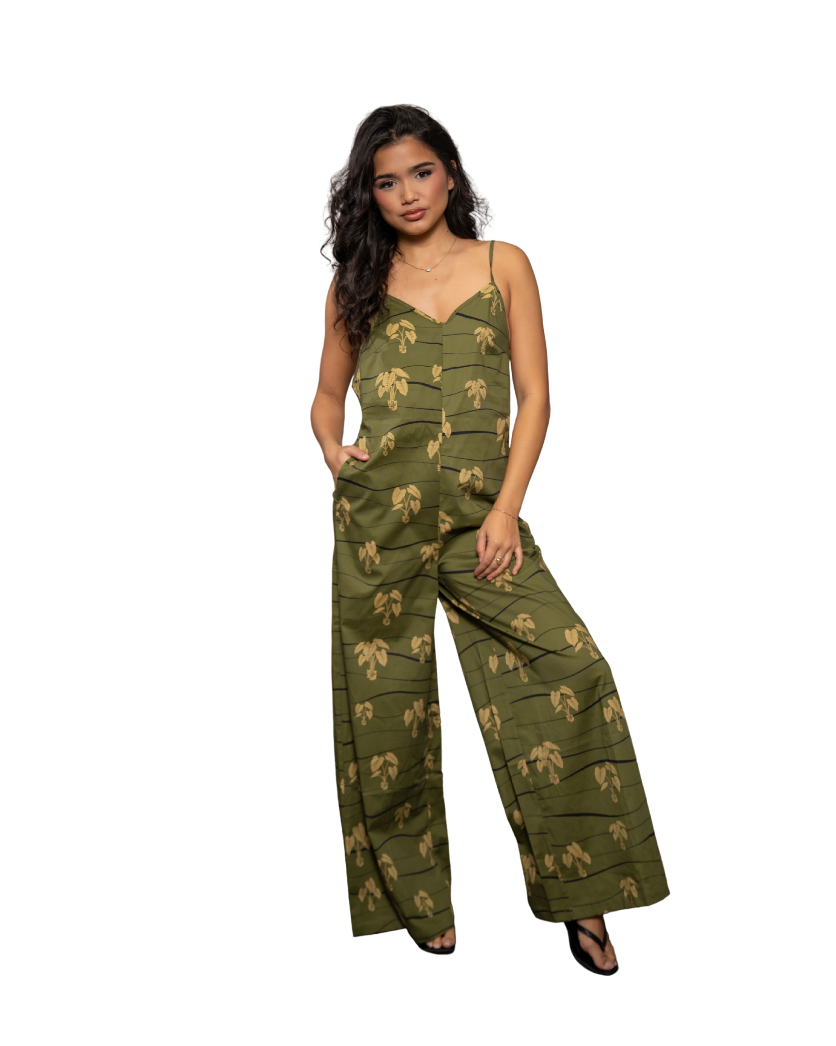 HĀLOA WOMEN'S OLIVE JUMPSUIT Shirts Hawaii's Finest X-SMALL 