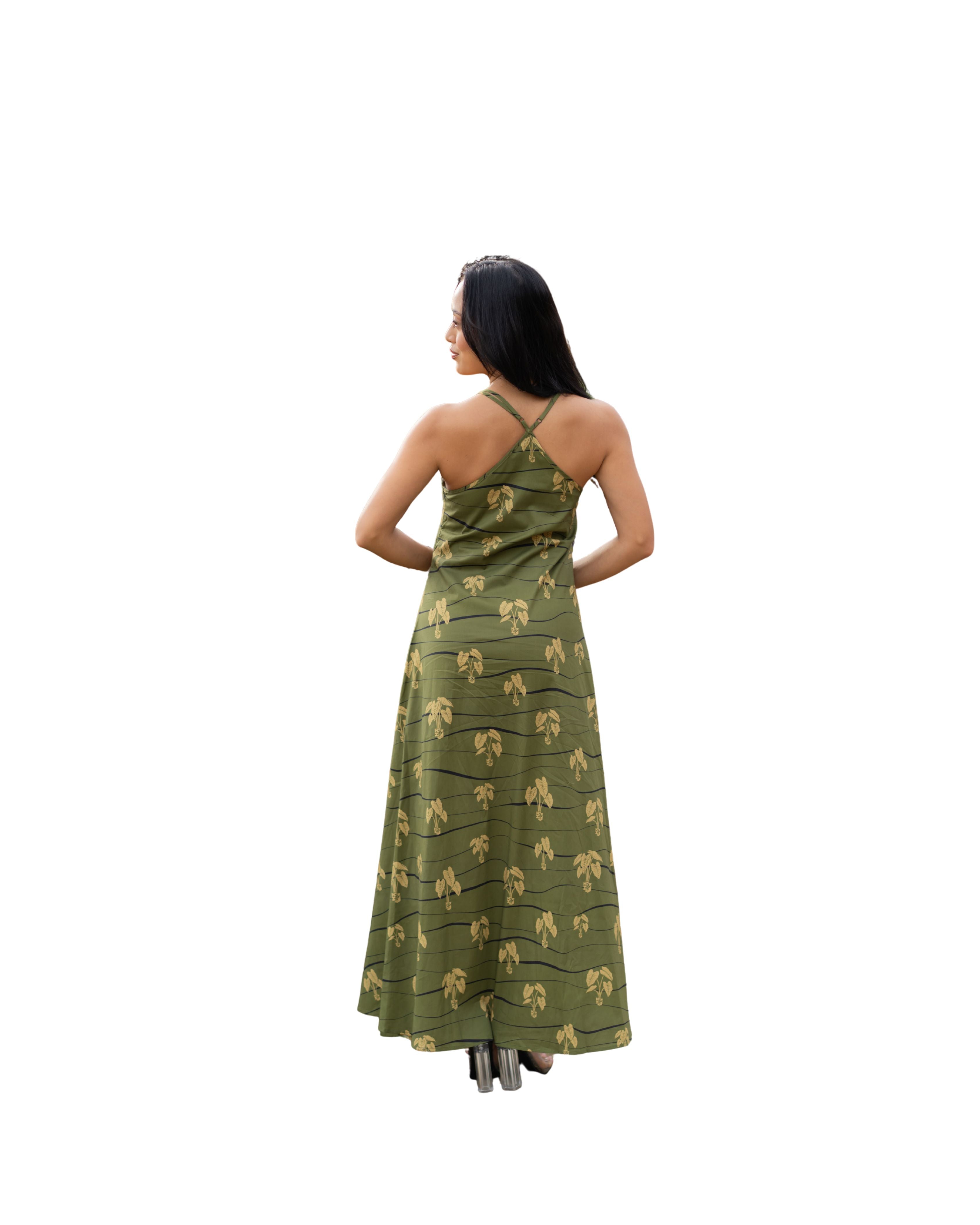 HĀLOA WOMEN'S OLIVE MAXI DRESS Shirts Hawaii's Finest 