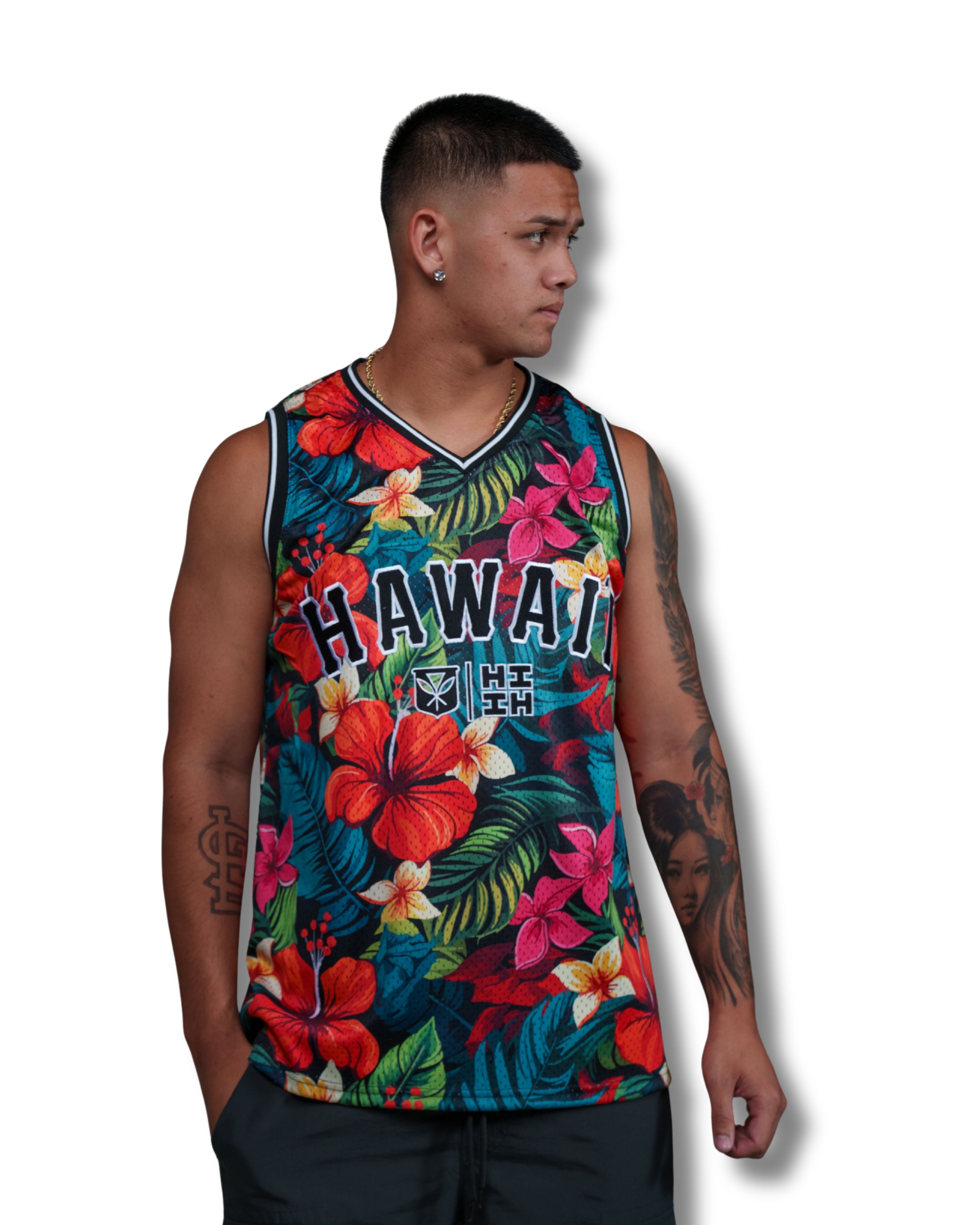HAWAII FLORAL BASKETBALL JERSEY Jersey Hawaii's Finest SMALL 