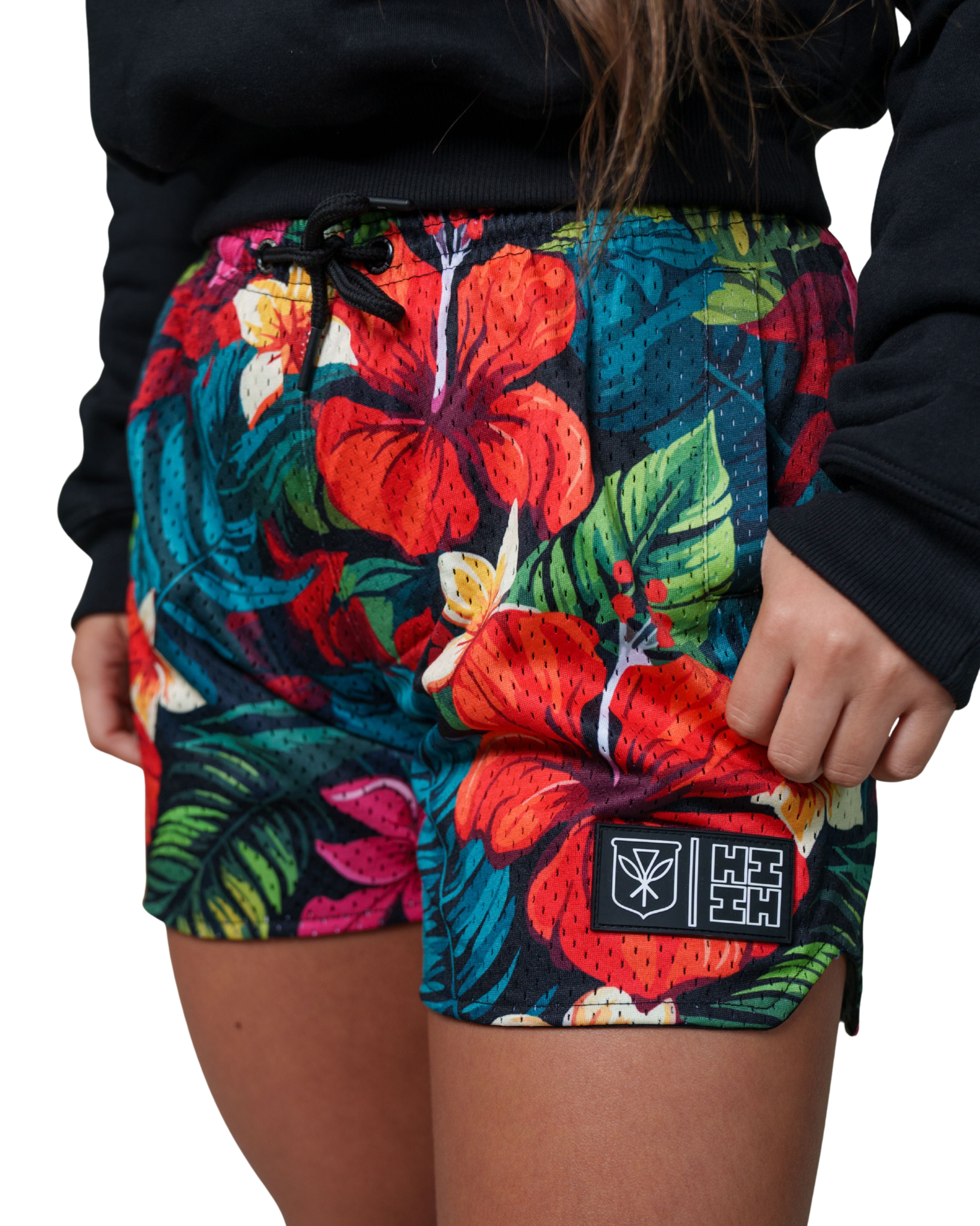 HAWAII FLORAL WOMEN'S MESH SHORTS Shorts Hawaii's Finest X-SMALL 
