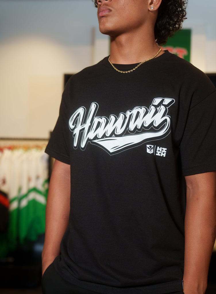 HAWAII SCRIPT BLACK T-SHIRT Shirts Hawaii's Finest 