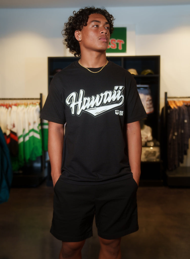 HAWAII SCRIPT BLACK T-SHIRT Shirts Hawaii's Finest MEDIUM 