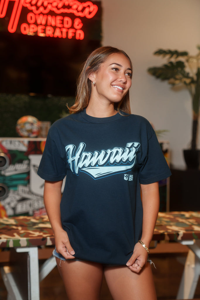 HAWAII SCRIPT NAVY T-SHIRT Shirts Hawaii's Finest 