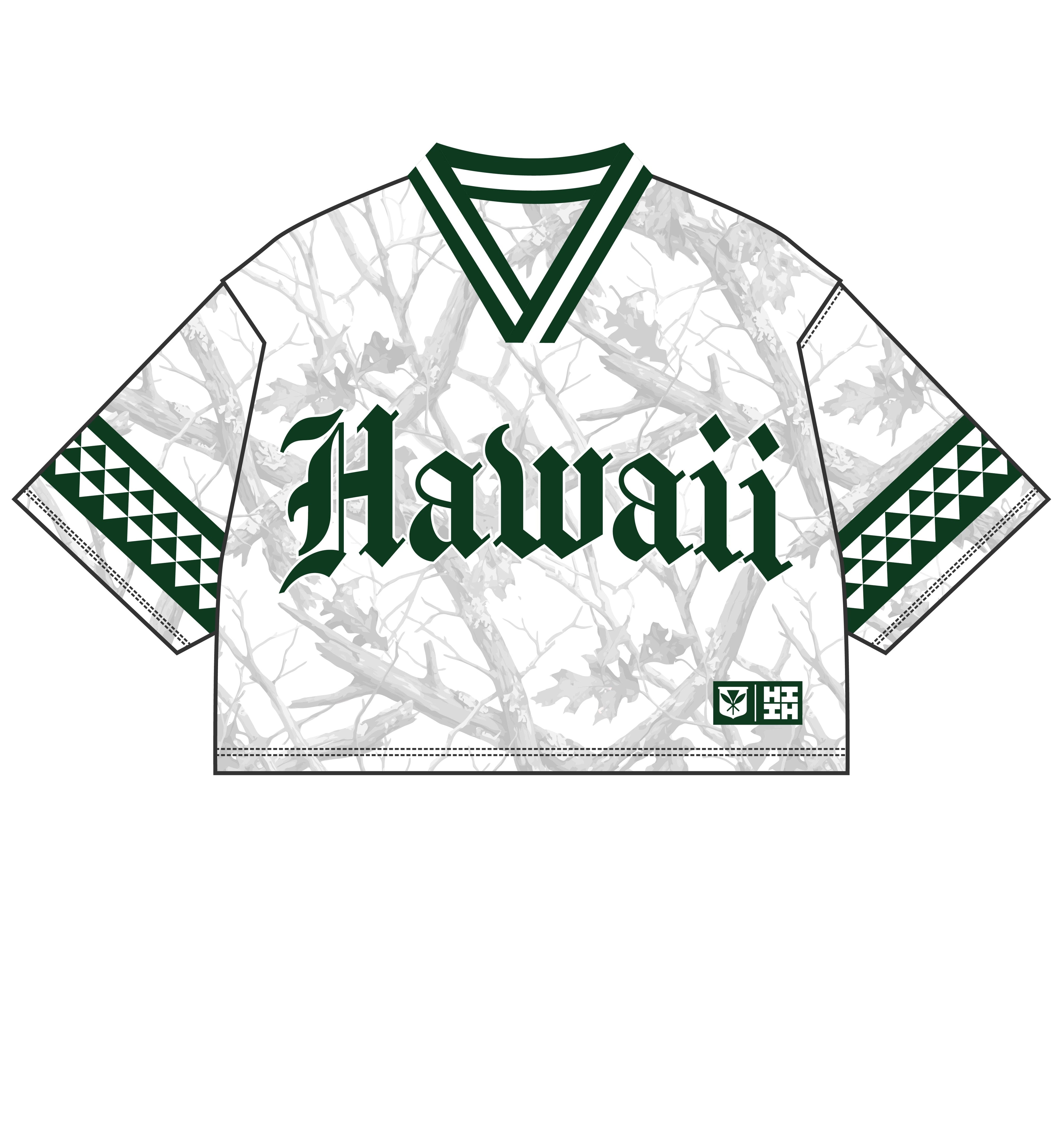 HAWAII WHITE AUTUMN CAMO WOMEN'S CROP MESH JERSEY Jersey Hawaii's Finest 