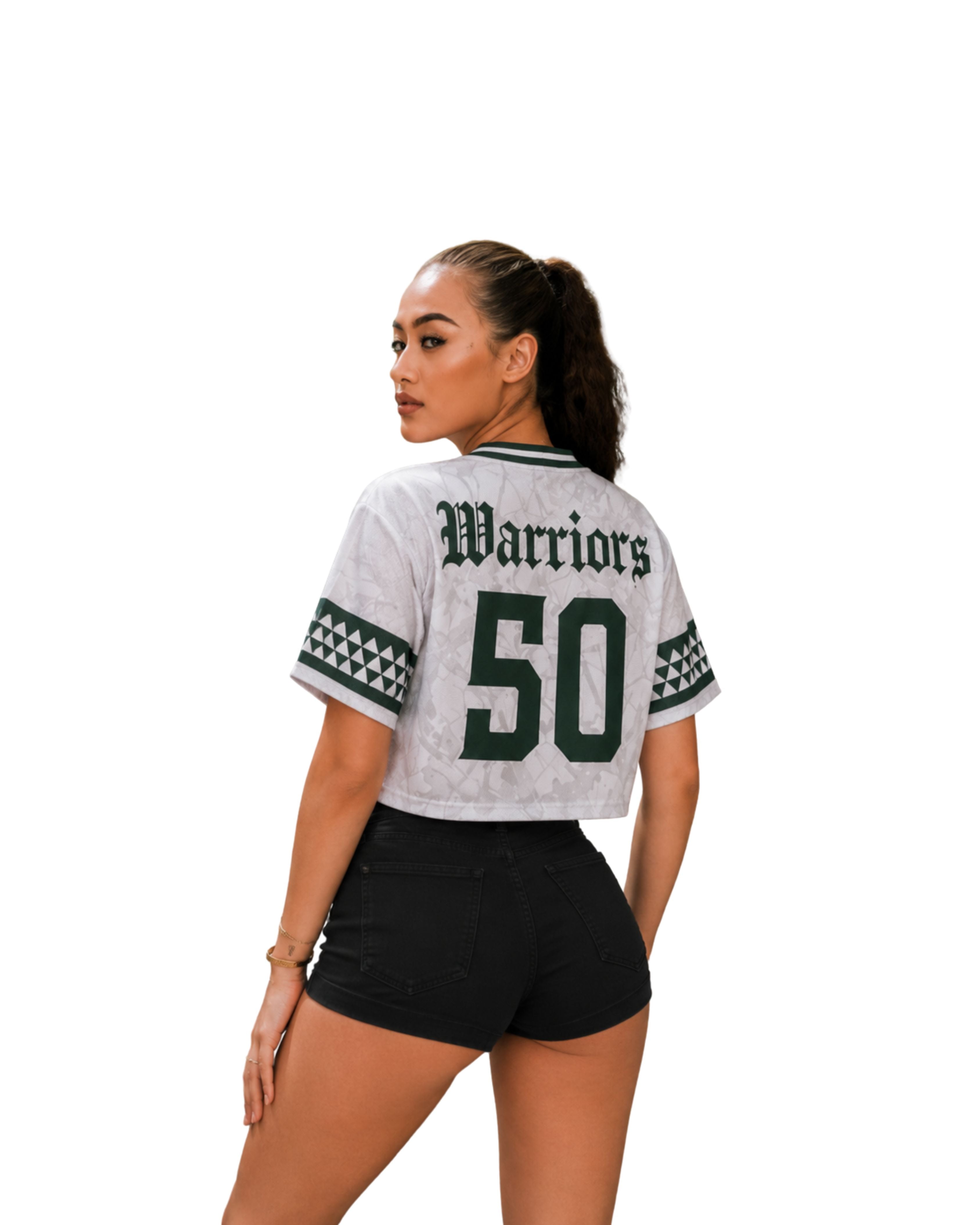 HAWAII WHITE AUTUMN CAMO WOMEN'S CROP MESH JERSEY Jersey Hawaii's Finest 