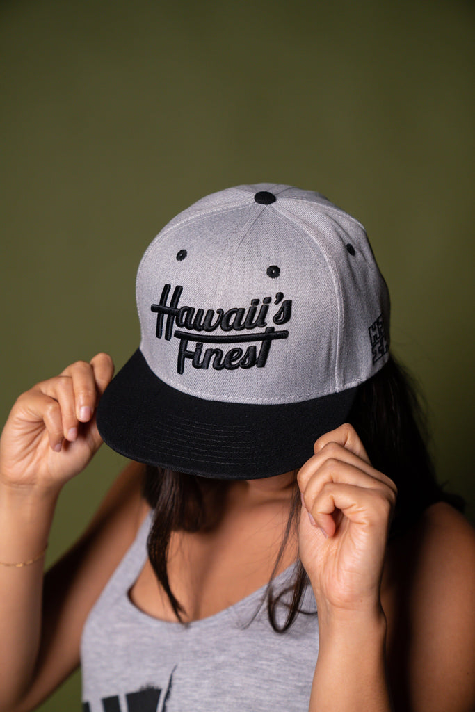HEATHER GRAY VINTAGE SCRIPT HAT Hat Hawaii's Finest 