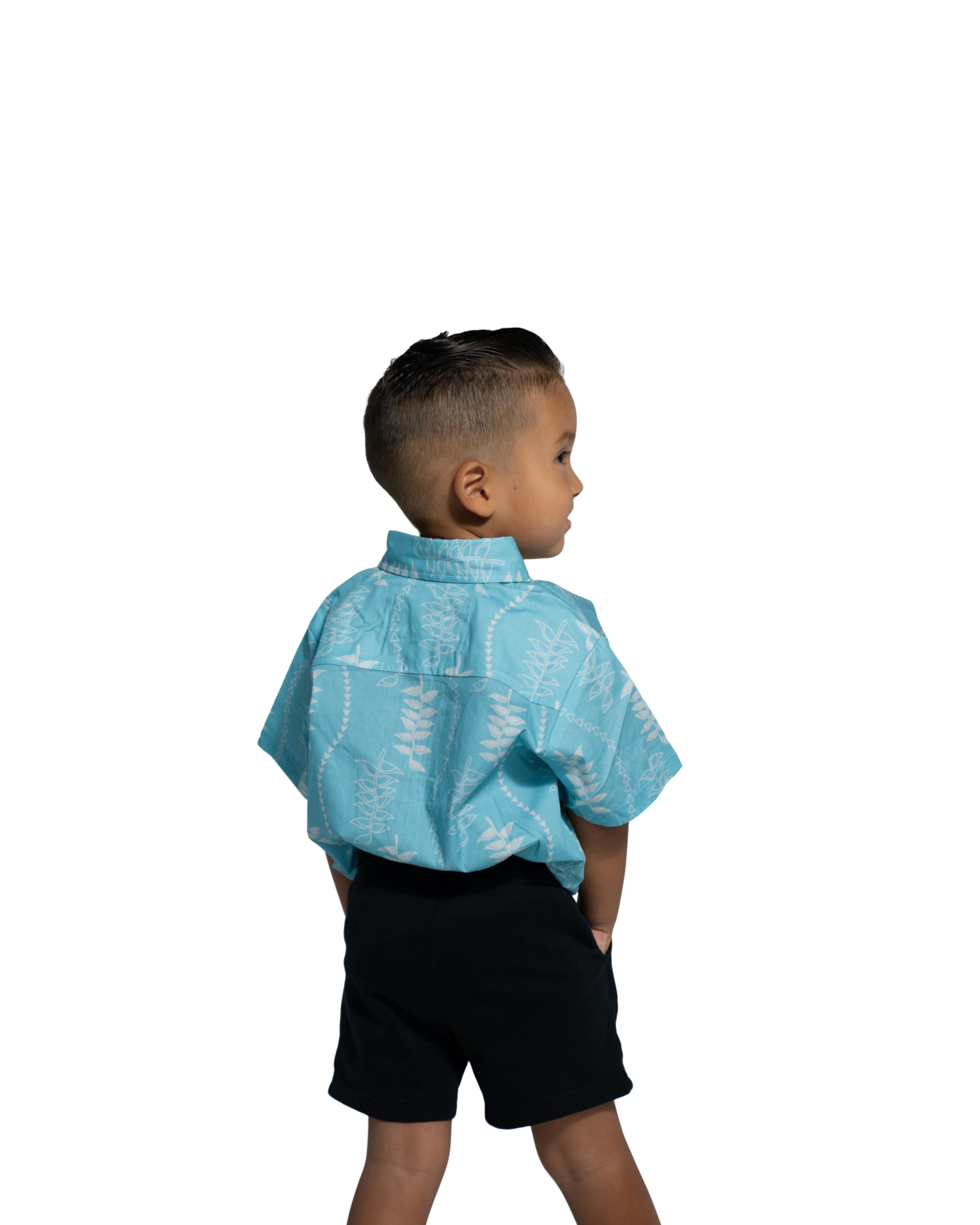 HELICONIA KEIKI BLUE & WHITE ALOHA SHIRT Shirts Hawaii's Finest 