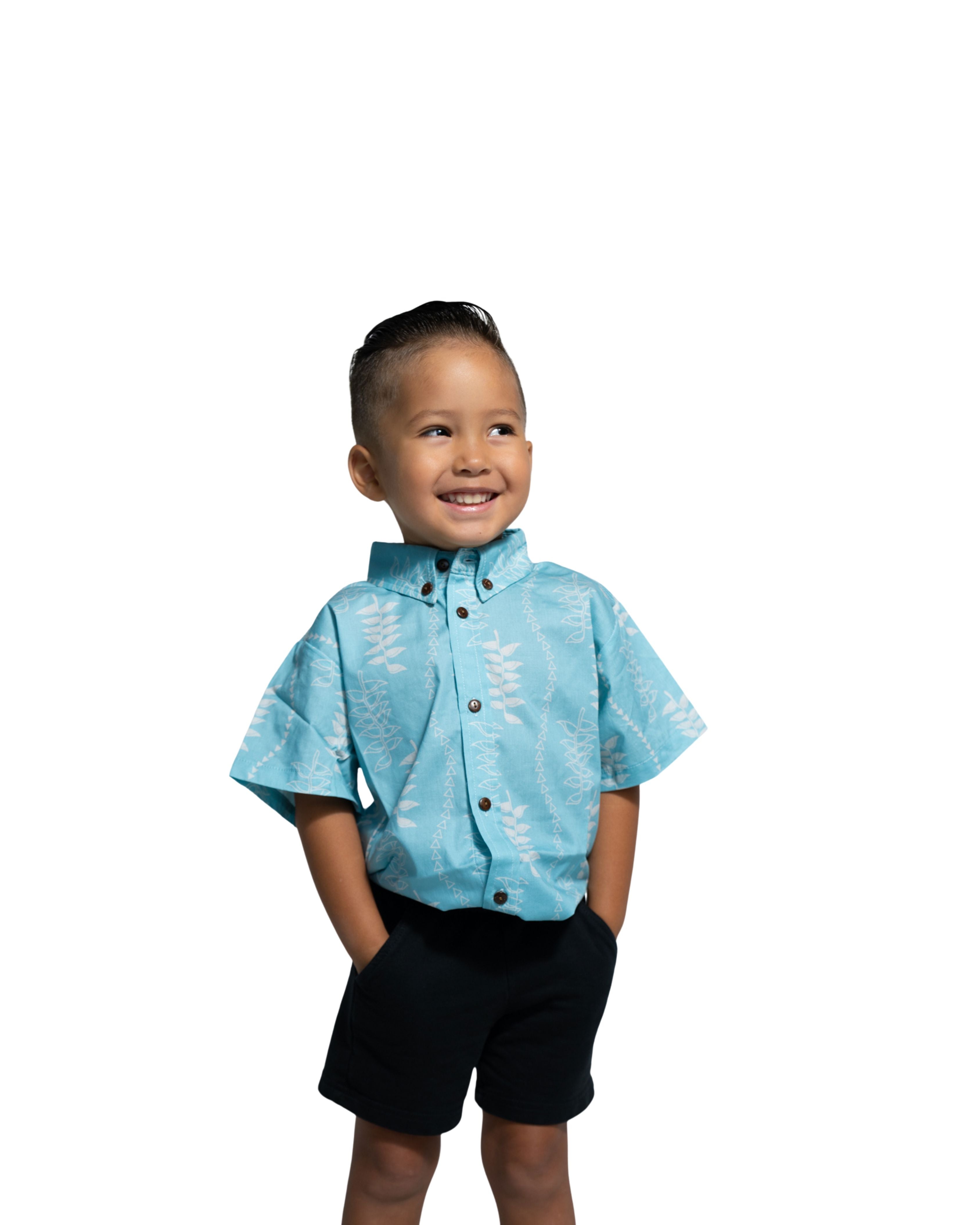 HELICONIA KEIKI BLUE & WHITE ALOHA SHIRT Shirts Hawaii's Finest XX-SMALL 