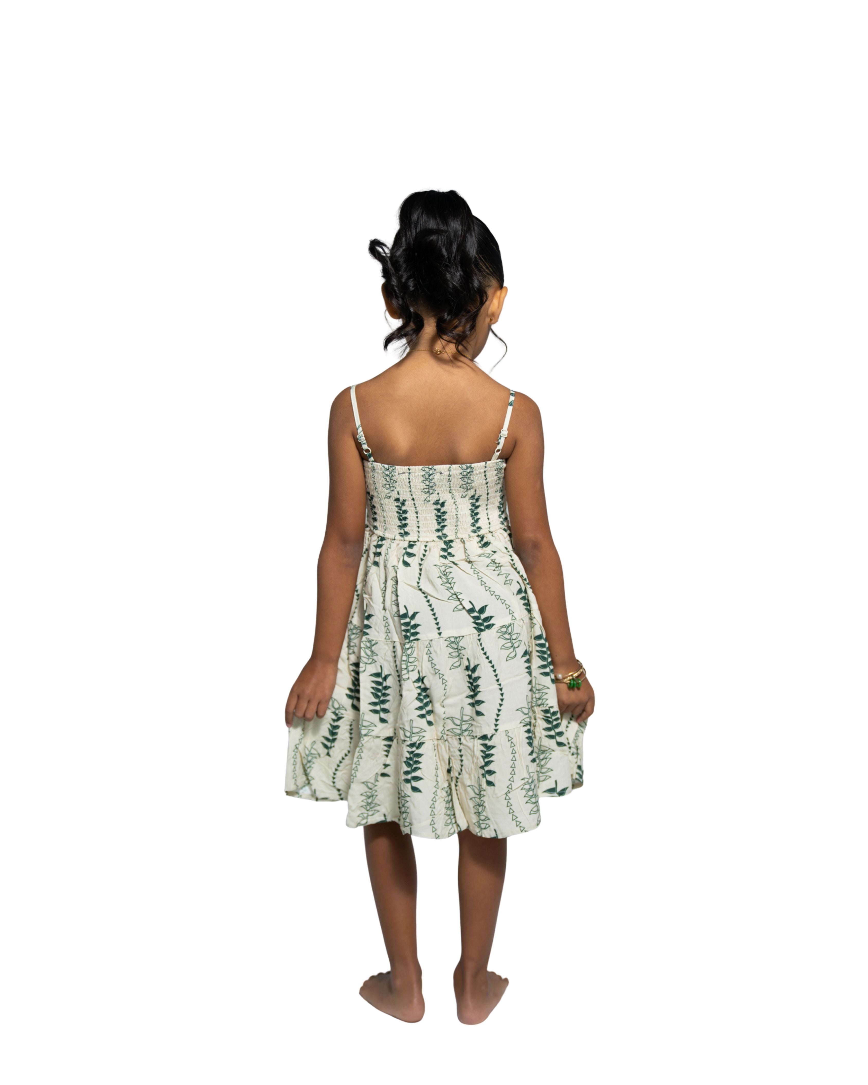 HELICONIA KEIKI TAN & GREEN DRESS Shirts Hawaii's Finest 