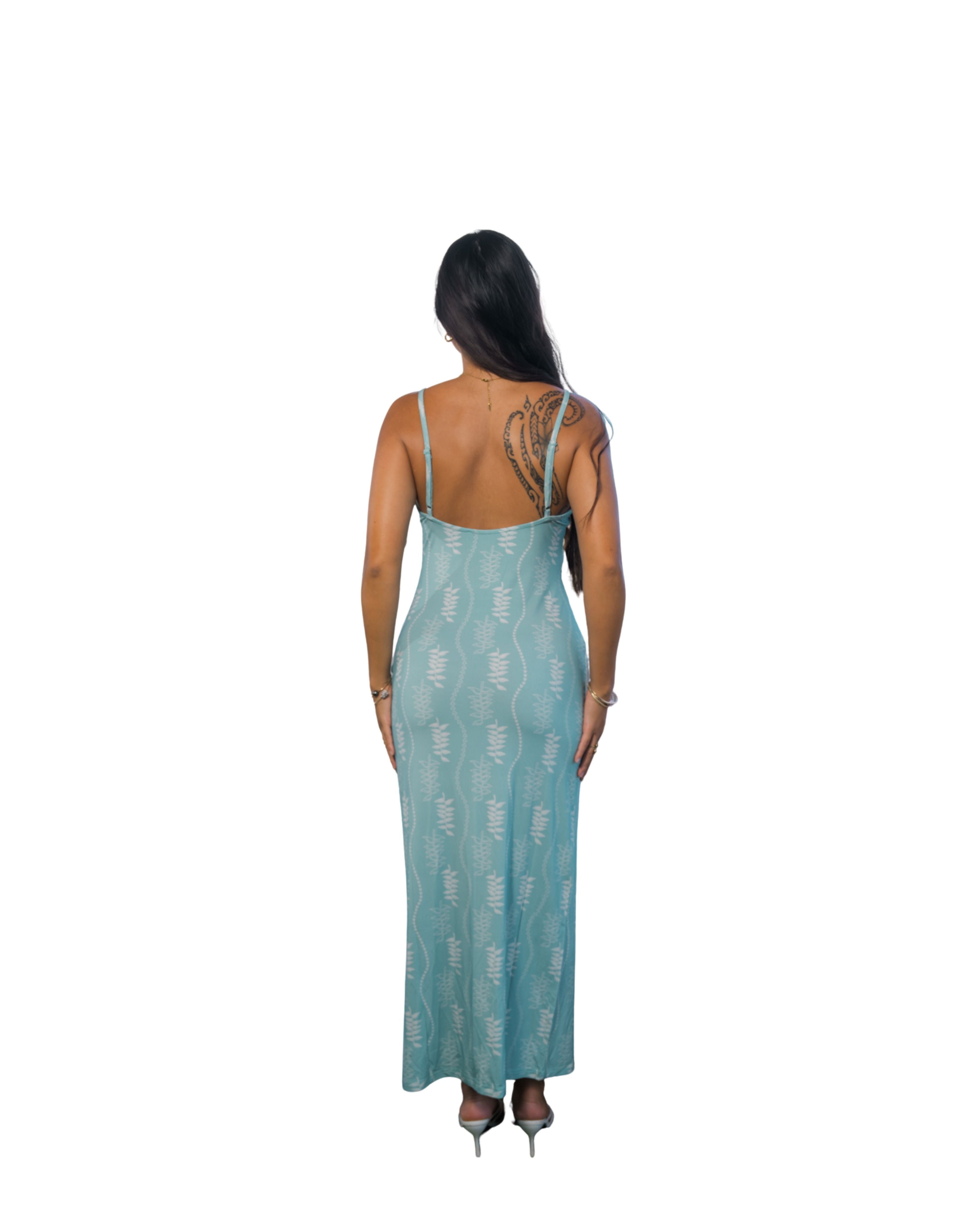 HELICONIA WOMEN'S BLUE & WHITE FITTED DRESS Shirts Hawaii's Finest 