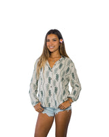 HELICONIA WOMEN'S TAN & GREEN KIMONO