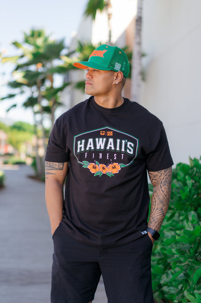 HIBISCUS CREST ORANGE T-SHIRT Shirts Hawaii's Finest MEDIUM 