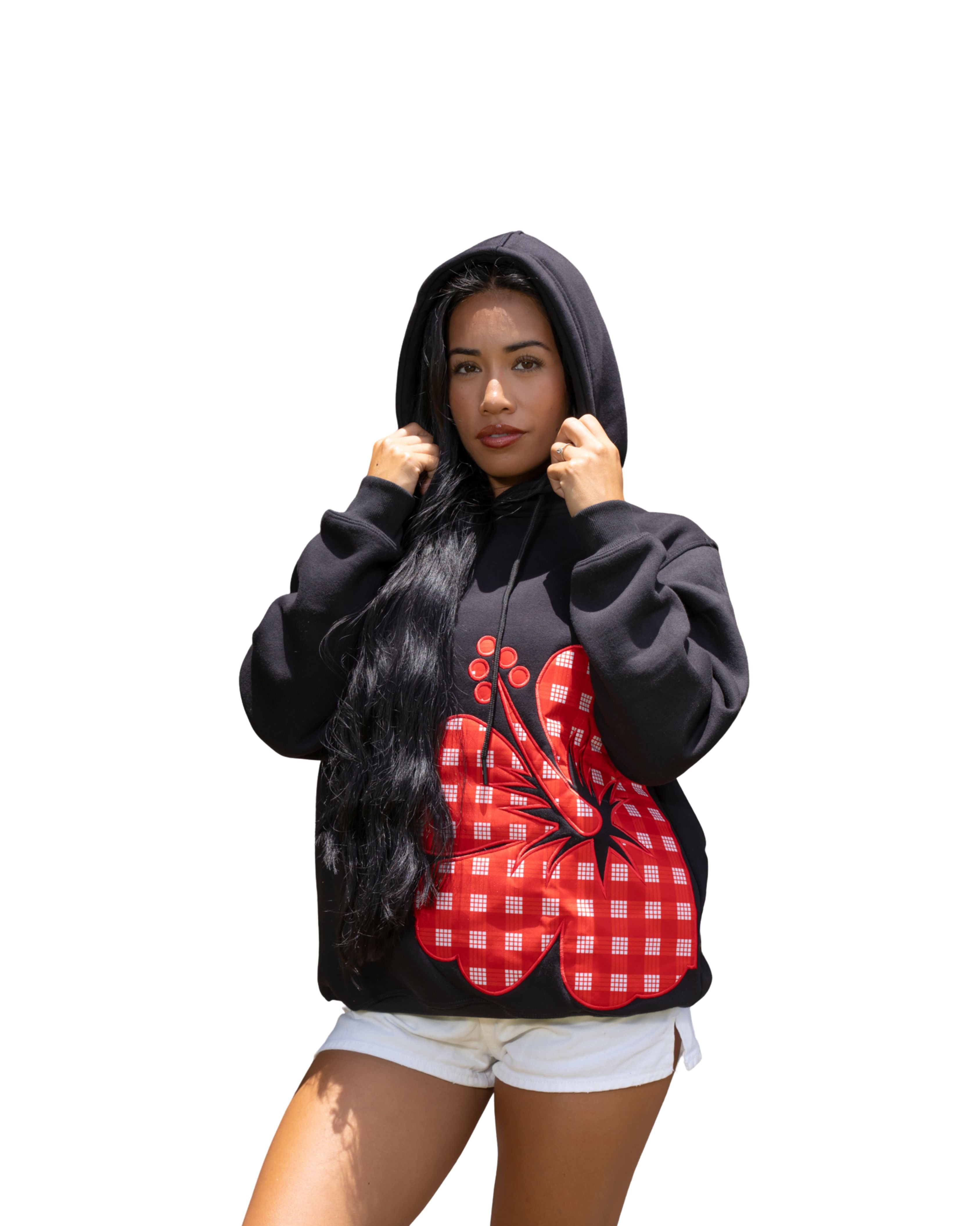 HIBISCUS RED PALAKA WOMEN'S HOODIE Jacket Hawaii's Finest X-SMALL 