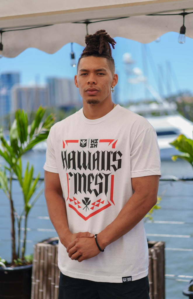 HIFI SHIELD WHITE T-SHIRT Shirts Hawaii's Finest 