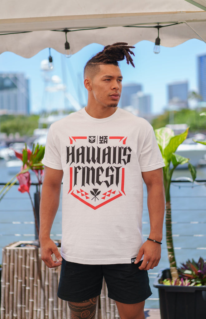 HIFI SHIELD WHITE T-SHIRT Shirts Hawaii's Finest MEDIUM 