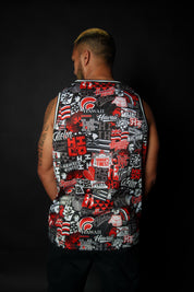 HILO RED STICKERBOMB BASKETBALL JERSEY Jersey Hawaii's Finest 